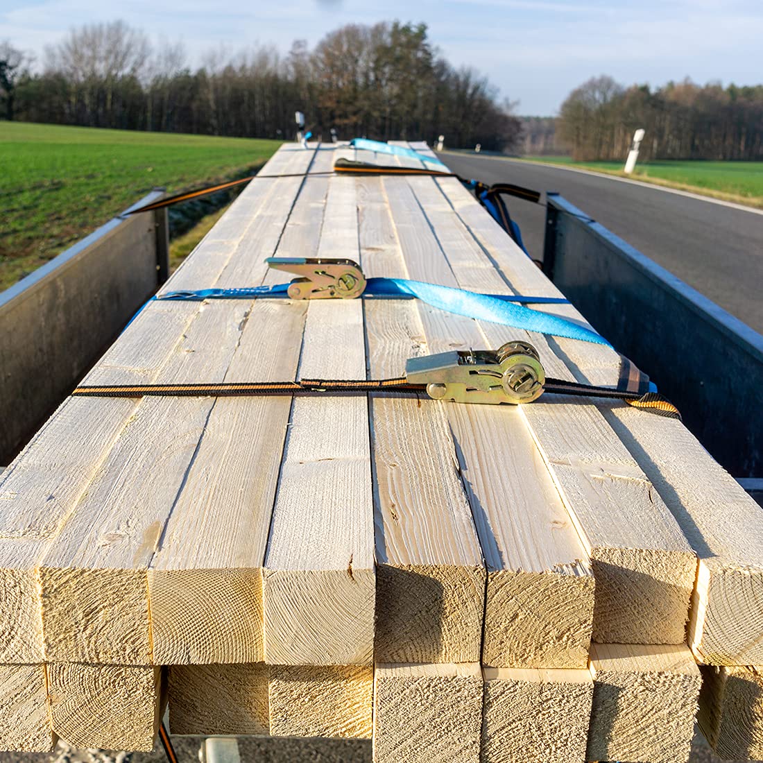 sourcing map Sangle d᾿Arrimage 8m x 25mm cliquet 250kg Charge Travail pour Camion Noir 2Pcs