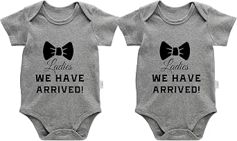 Baby Twins Bodysuits Ladies We Have Arrived Newborn Baby Clothes Cute Infant Unisex Twin Outfits Romper