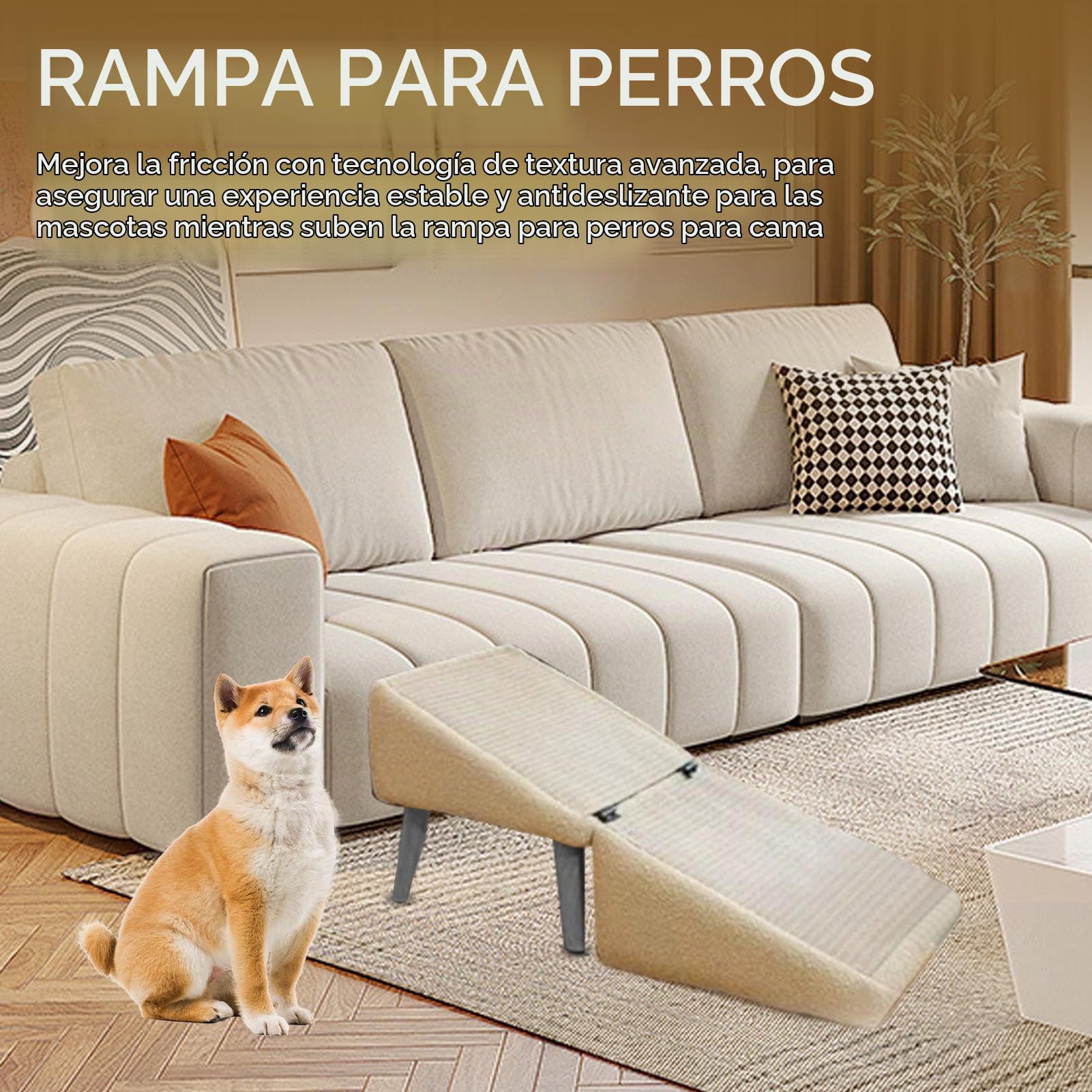 Rampa para Perros Plegable, Escalera para Perros, Rampa Plegable Antideslizante para Dogs y Gatos, Diseño Compacto, Textura Antiderrapante, Escalones Estables, Protección Articular Uso en Hogar Viajes