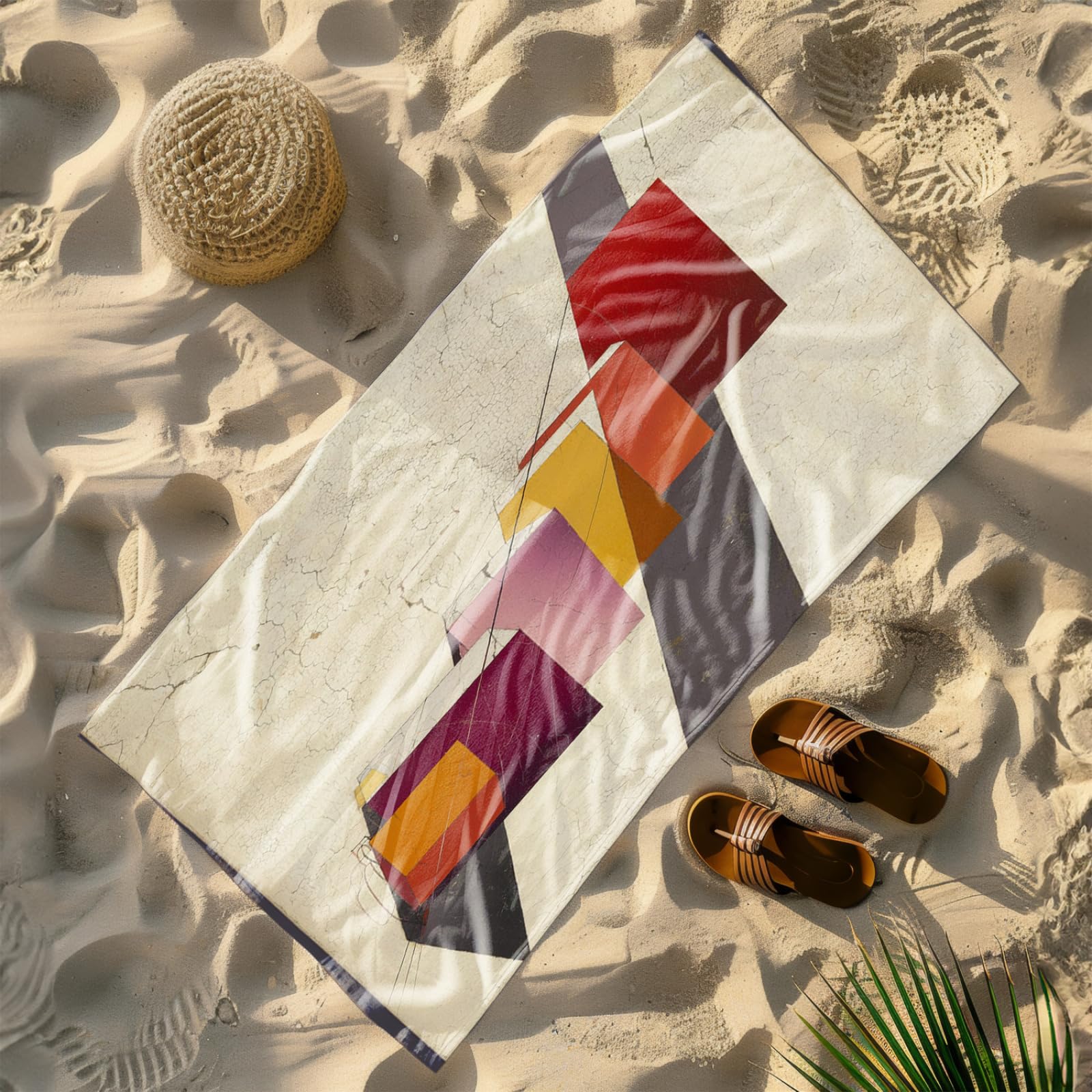 Telo Mare Microfibra 210x230 Geometria Del Gradiente Rosso Telo Spiaggia Grande Antisabbia,XXL Asciugamano Mare, Asciugatura Rapida, Stuoia Spiaggia Leggero E Portatile