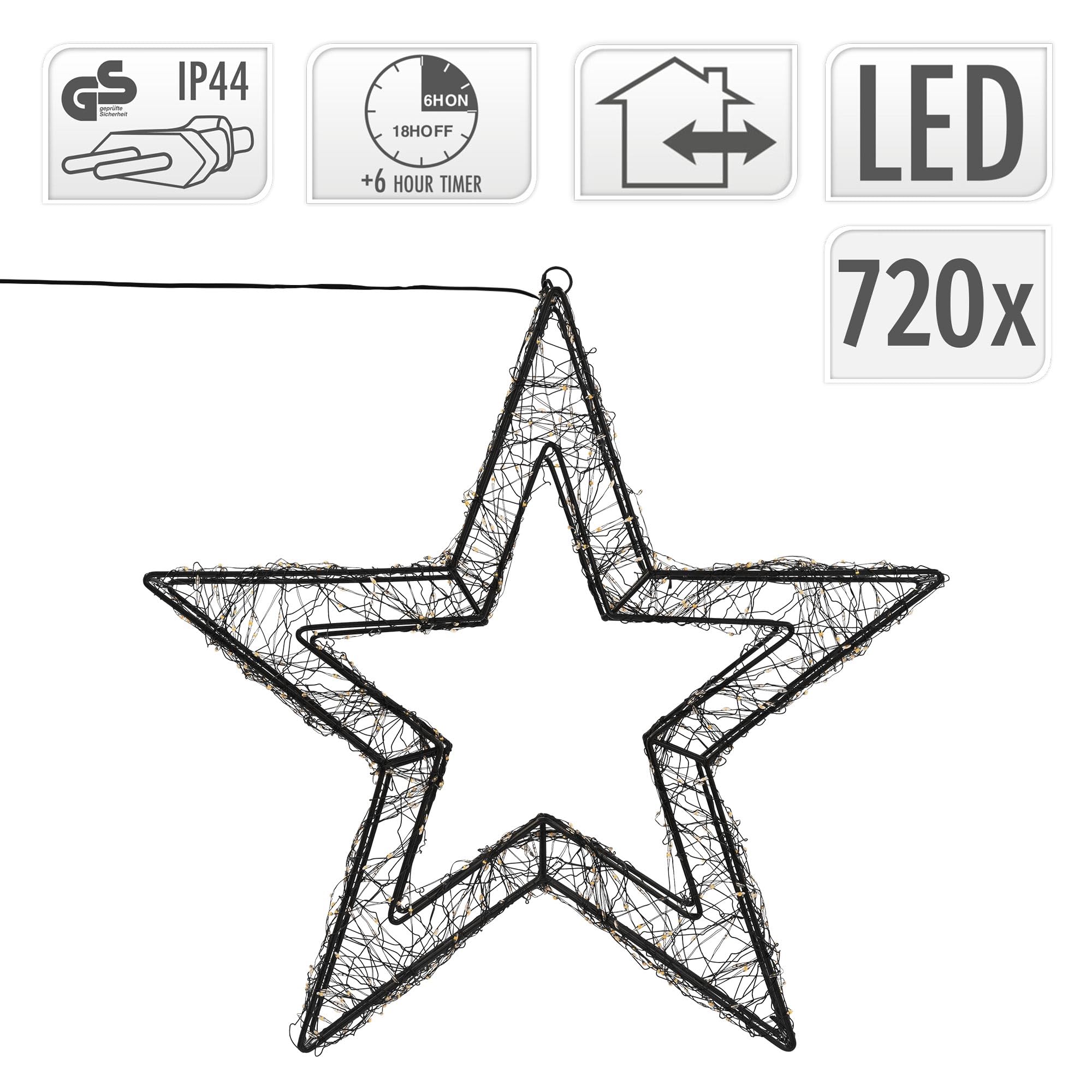 ECD Germany Estrella De Navidad Colgante Con 1440 LEDs IP44 Iluminación