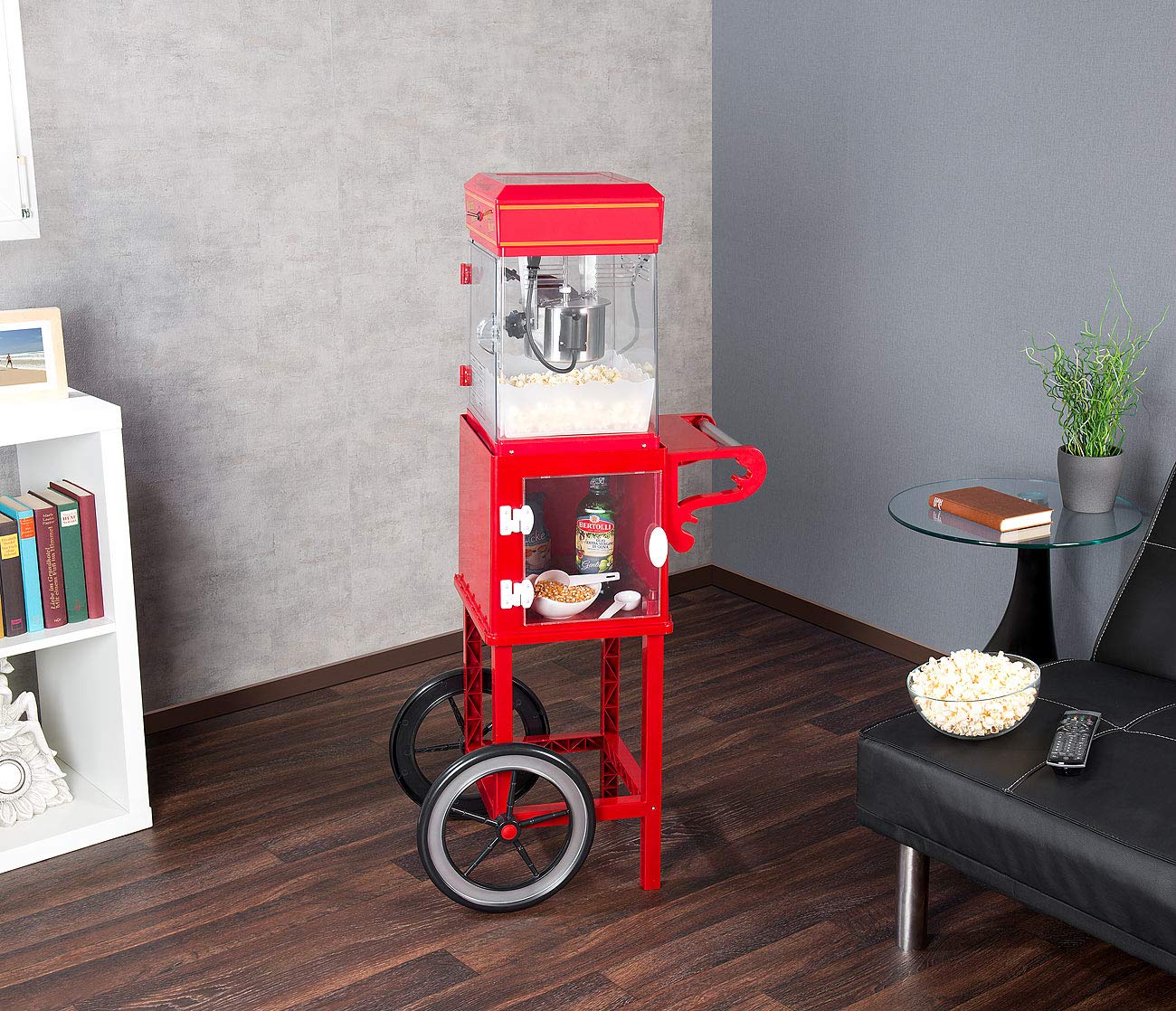 Rosenstein & Söhne Popcorn Geräte: Profi-Popcorn-Maschine "Cinema" mit Rollwagen im Retro-Design (Maschinen Gastro, Retro Maker)