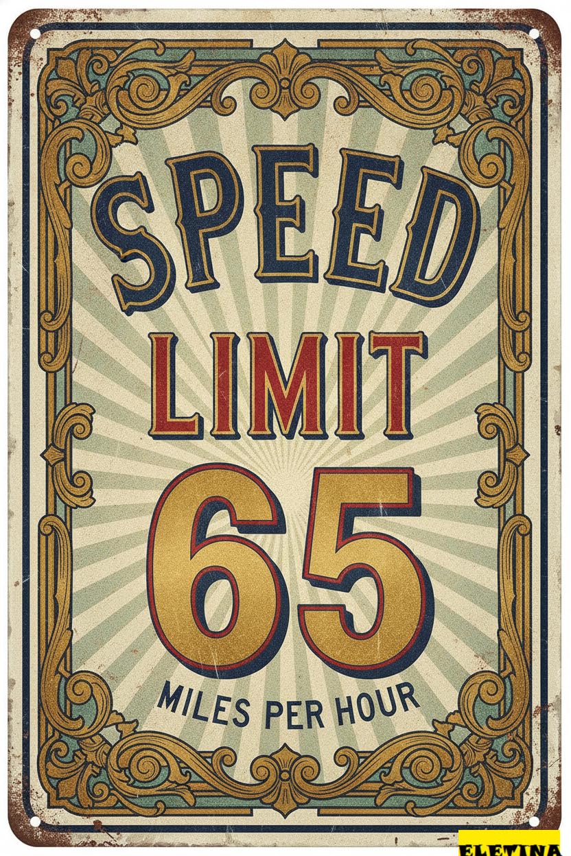Personalized Sign for Man Cave 65 Mph Speed Limit, Metal Aluminum Traffic Neighborhoods, Yard, Private Roads, Parking Lots, Driveways, 65 Birthday Decorations & Gift, 8 X 12 Inch Property Decorative