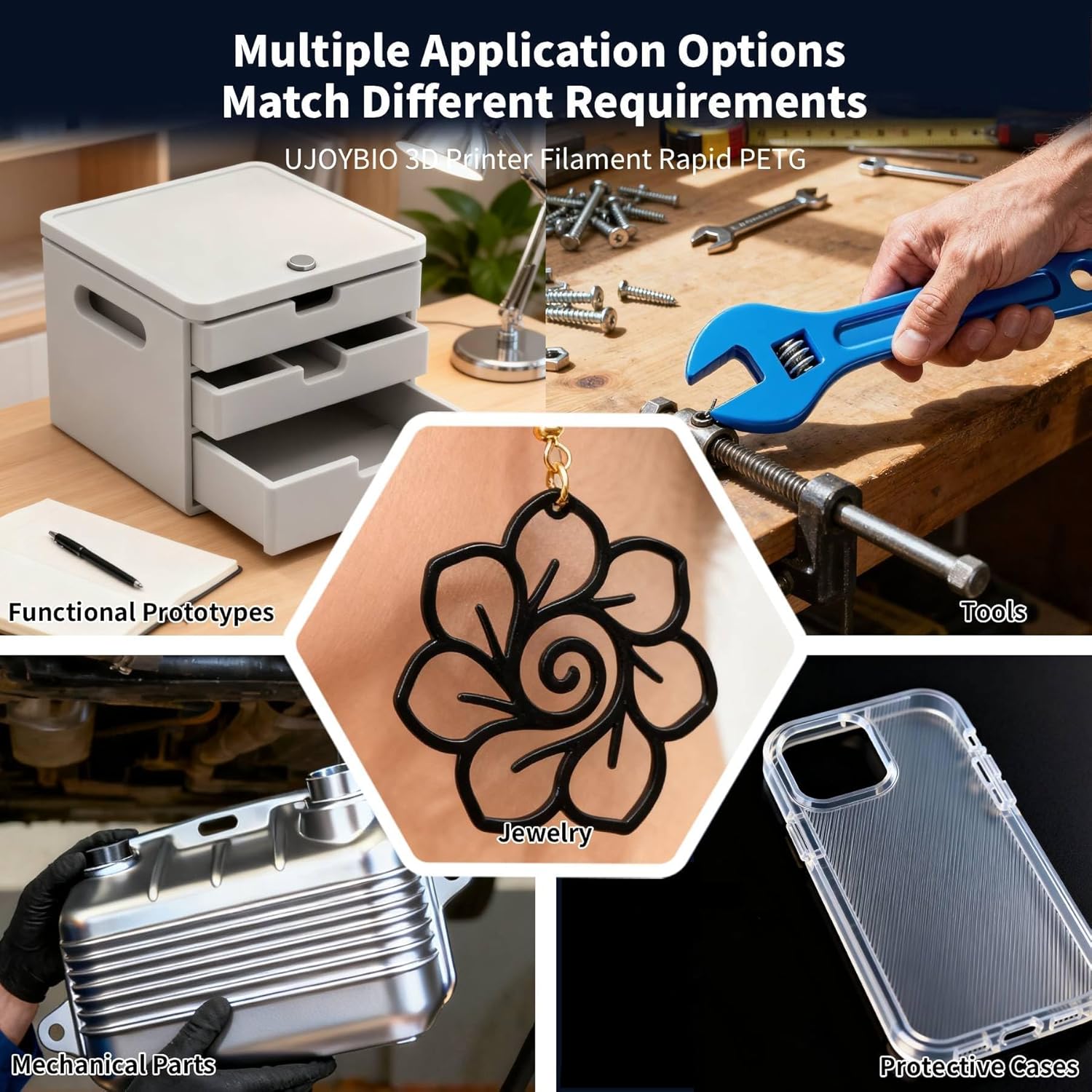 PETG Bundle Metal Filament 1.75mm 250G*8, 3D Printer Filament PETG Bundle, High Strength & Tangle-Free, Dimensional Accuracy +/- 0.03mm, Fit for Most FDM 3D Printers, 0.25KG Spool, 8 Pack