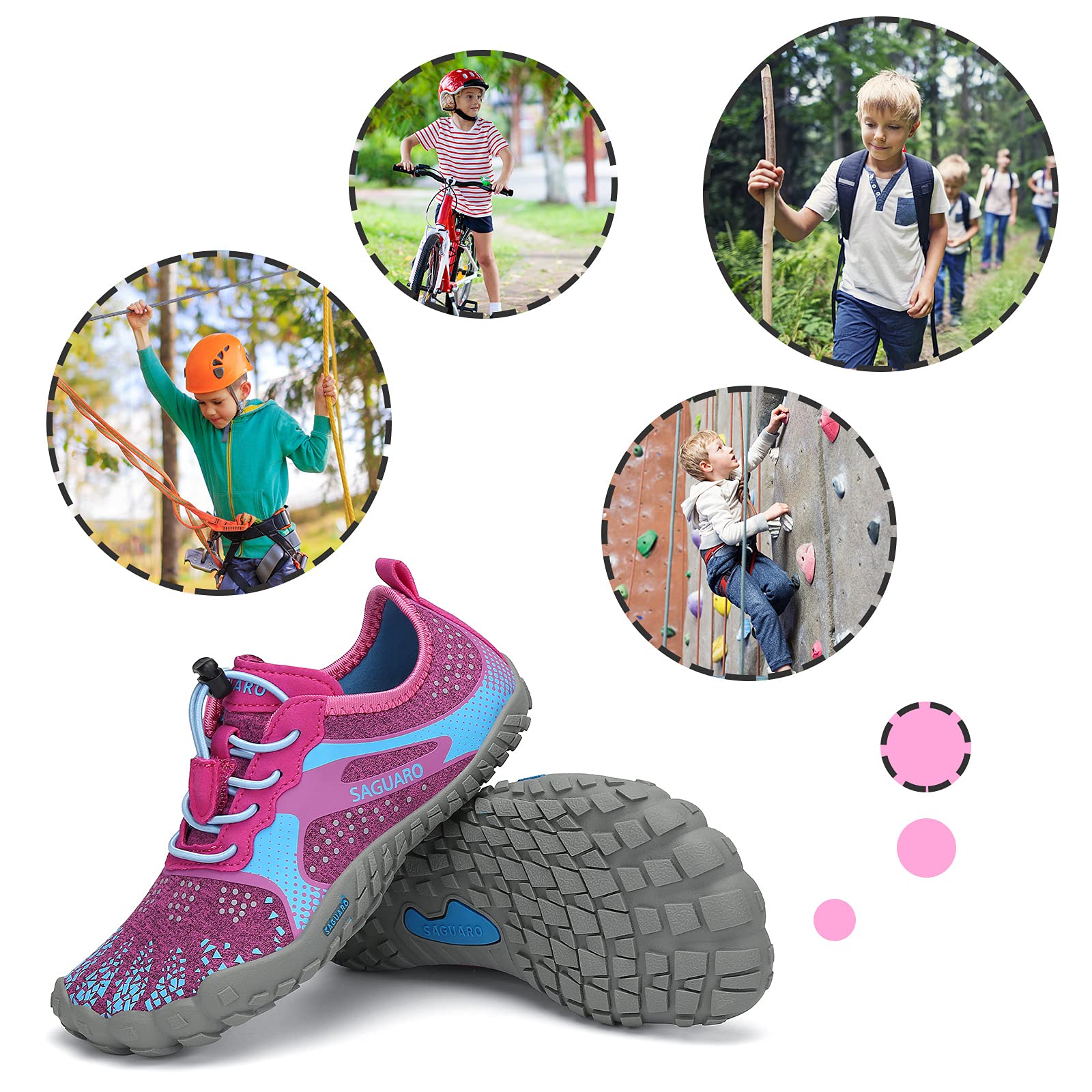 SAGUARO Niños Calzado Descalzos Zapatillas de Trail Niñas Transpirables Minimalistas Zapatillas de Deporte, 24-36 EU — view 7