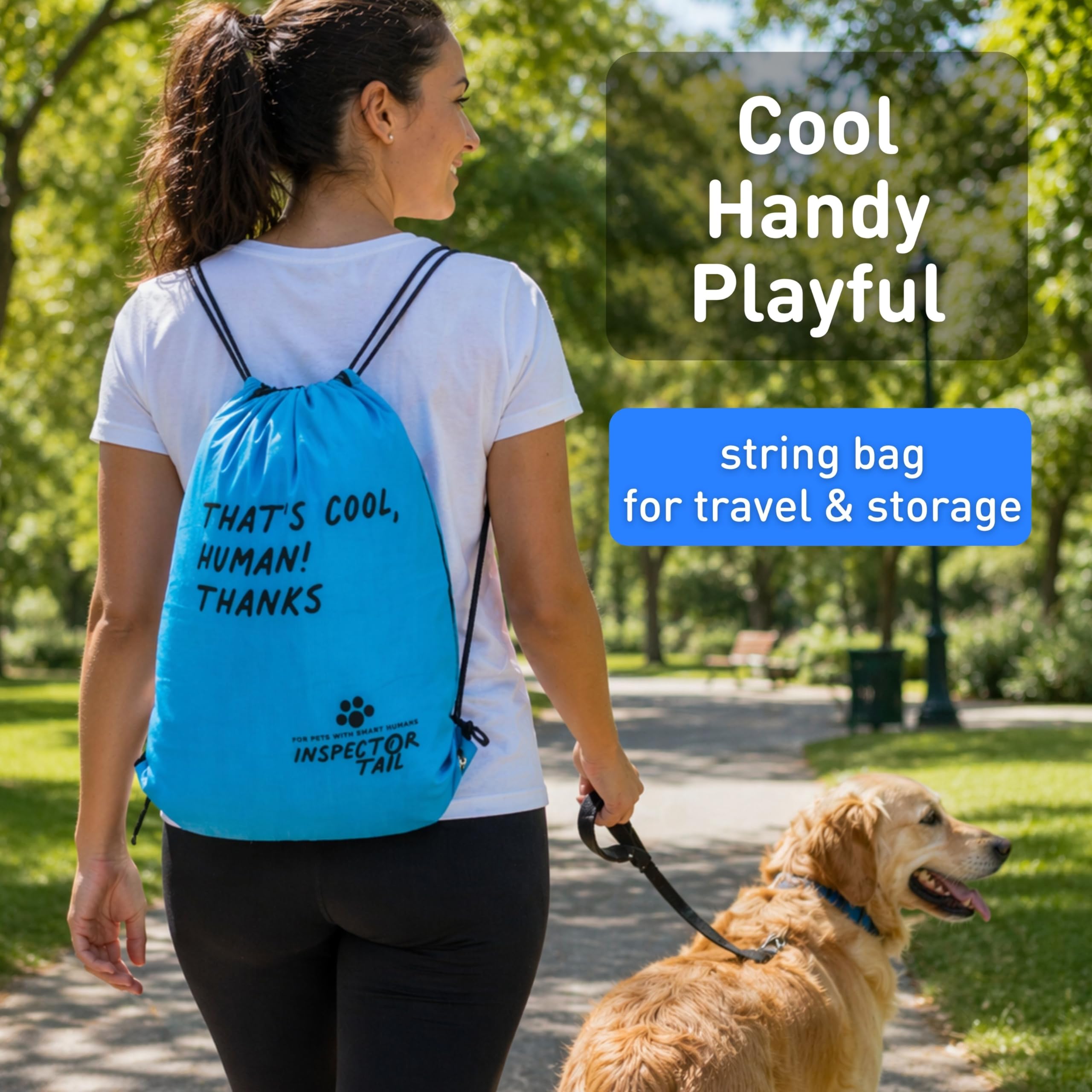 INSPECTOR TAIL Alfombrilla de viaje y refrigeración automática + bolsa de cuerda gratis, 2 paquetes/almohadilla suave lavable y portátil para mascotas para interiores o exteriores/perfecta para perros