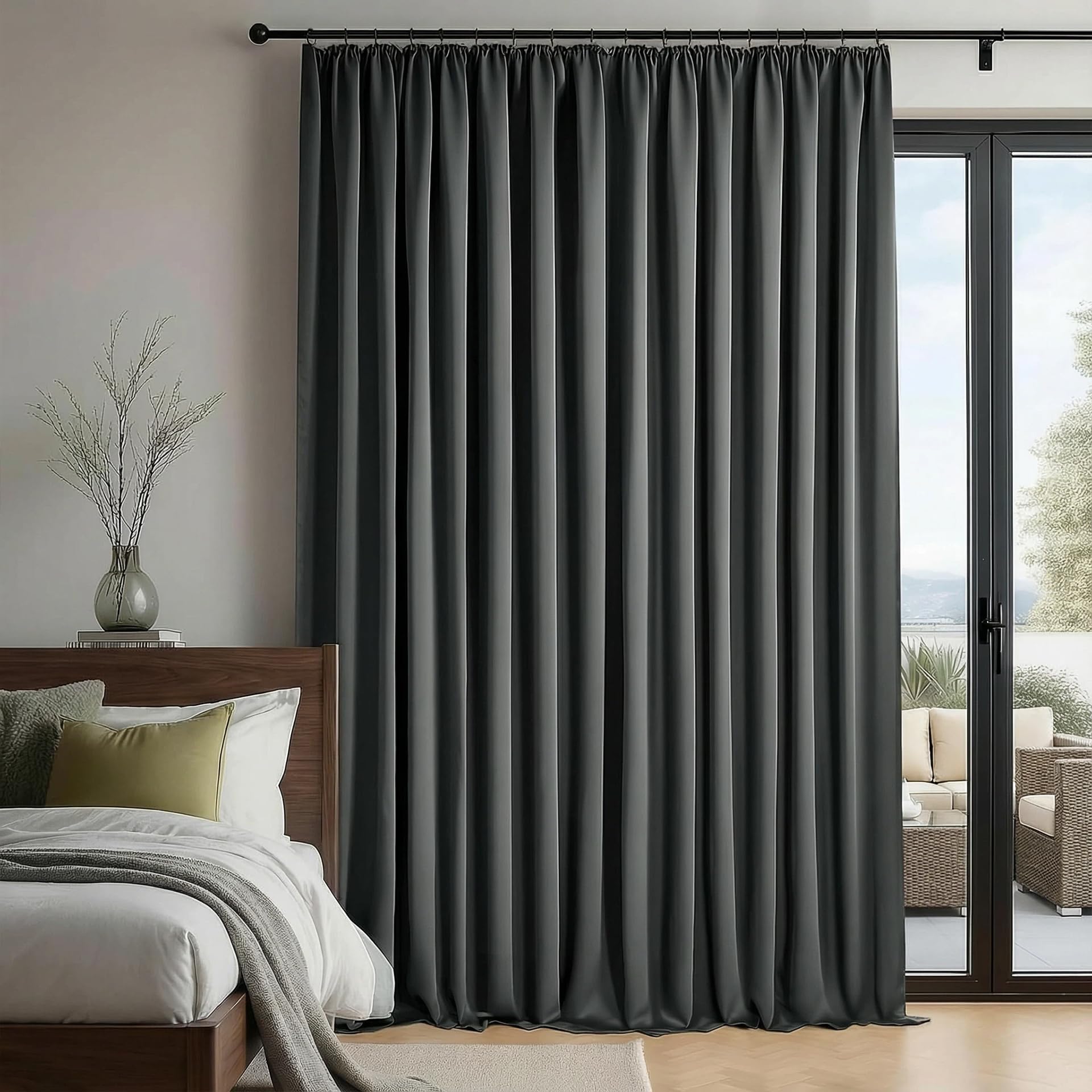 Verdunklungsvorhänge für Schienen 148 x 100 cm Weich Und Langlebig Verdunkelungsvorhang Waschbar, 1Er-Set für Schlafzimmer, Kinderzimmer, Dunkelgrau