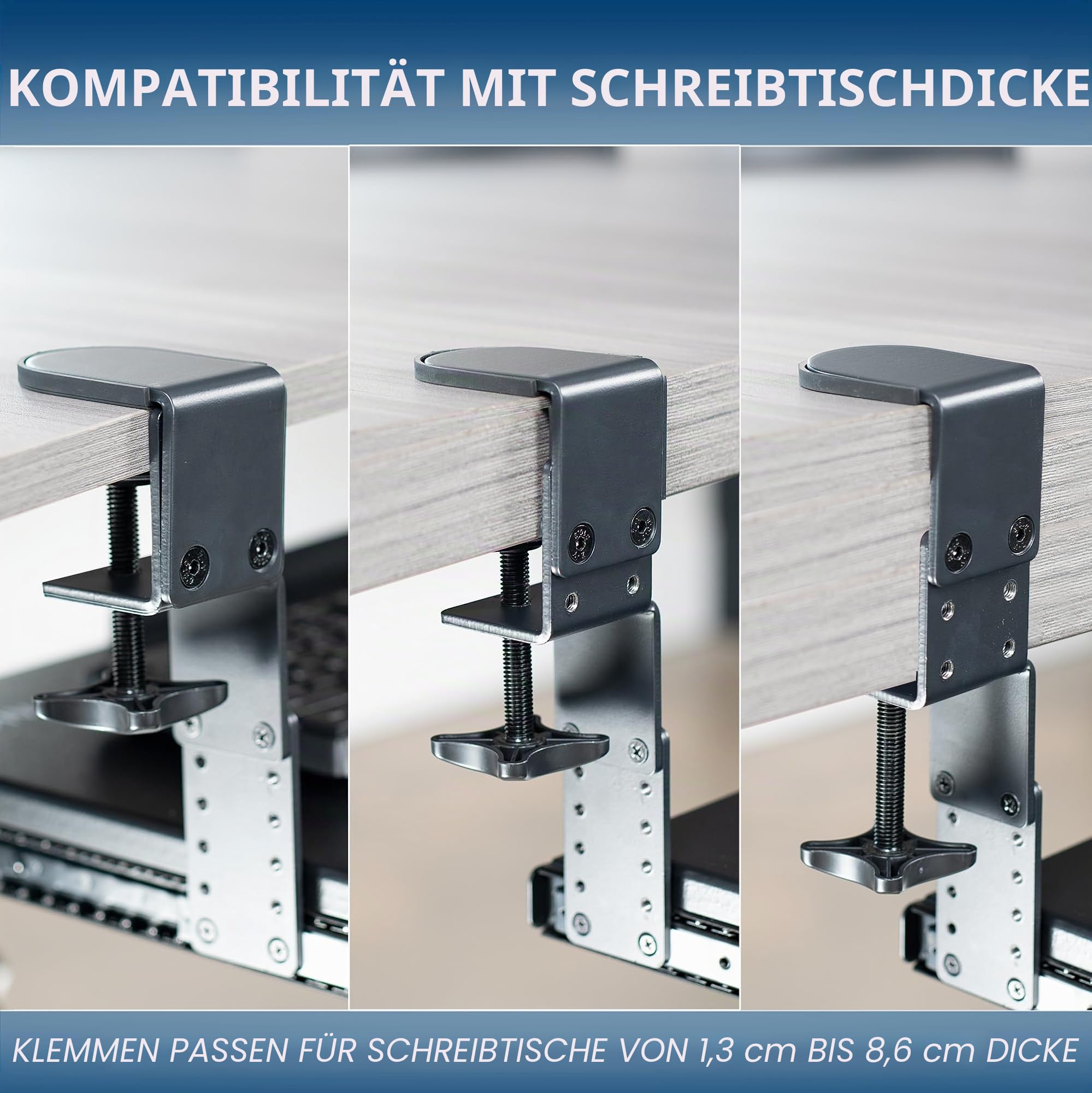 VIVO MOUNT-KB05HB Große Höhenverstellbare Tastaturablage unter dem Schreibtisch, C-Klemmen-Halterungssystem, 68 cm (33 inkl. Klemmen) x 27,9 cm, ausziehbare Plattform, Computer-Schublade zum Tippen,