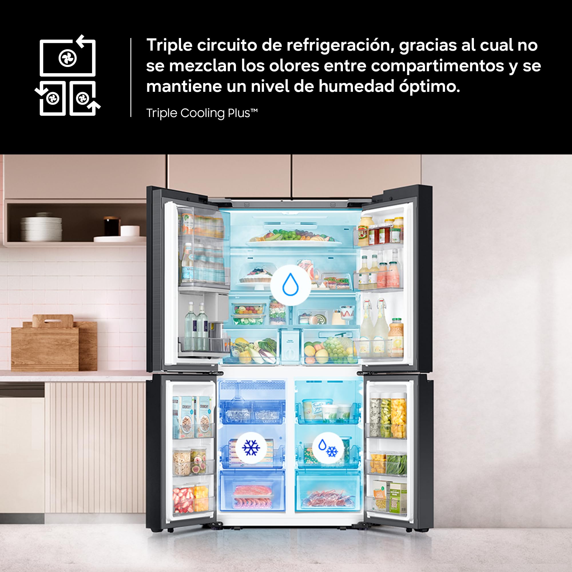 Samsung Frigorífico French Door Bespoke AI Family Hub 183cm 636L Clase E Grafito RF65DG9H0EB1EF