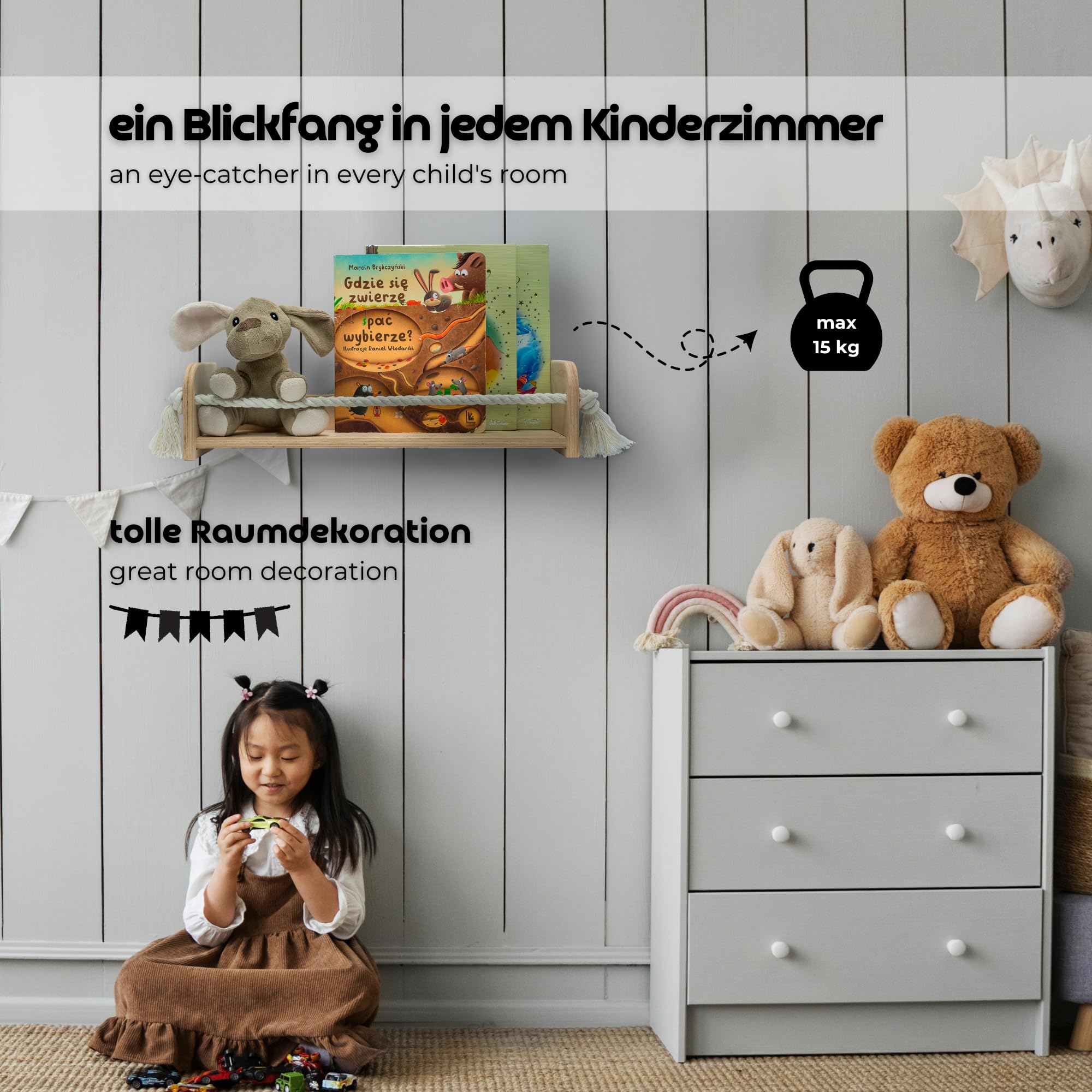 MAMOI® Libreria per bambini, libreria per cameretta dei bambini, libreria per bambini, libreria per bambini, libreria per bambini, libreria in legno, mobili per bambini per bambini piccoli Montessori