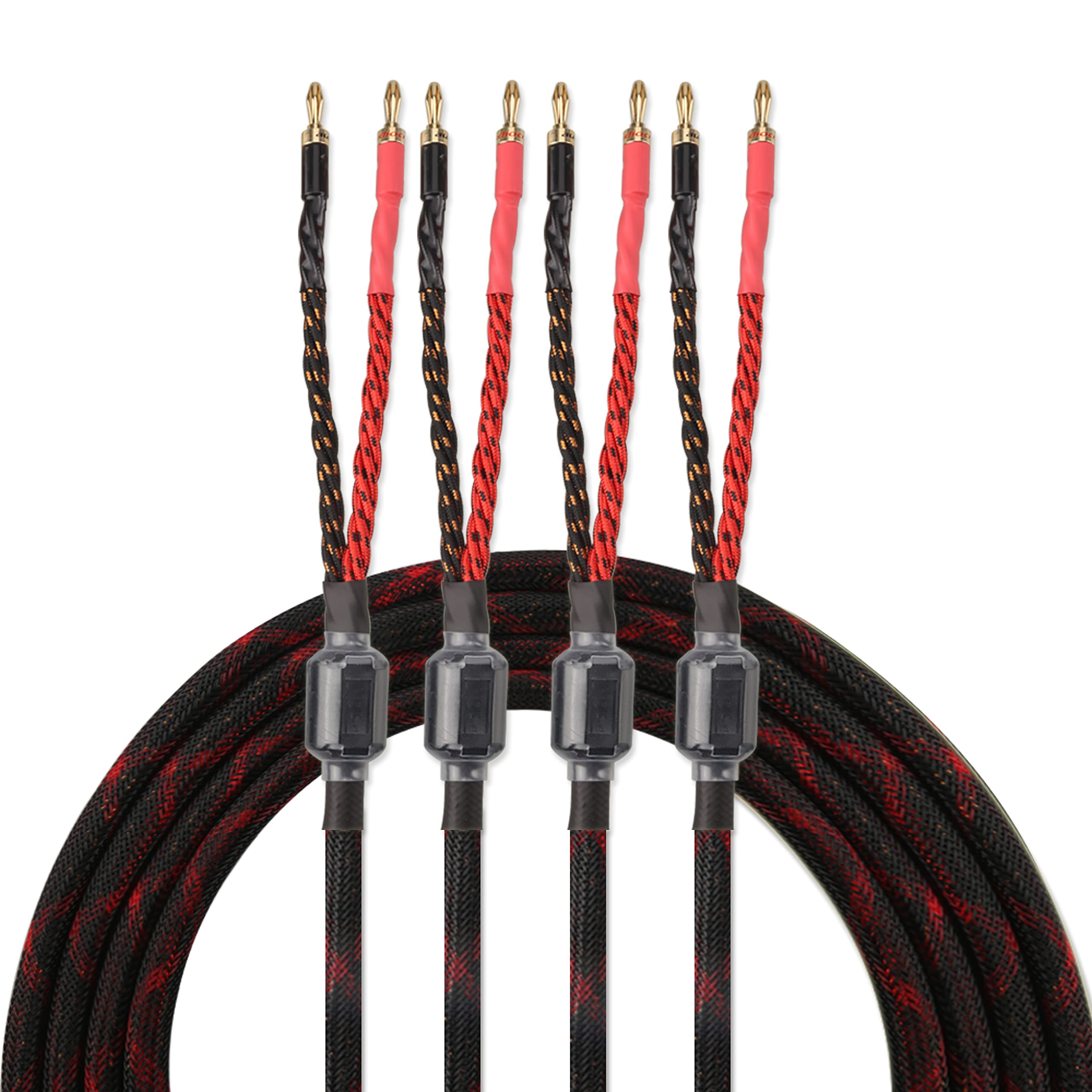 Tertullus1 Pair HiFi OFC Braid Speaker Cable with Banana Plug to Banana Plugs for Speaker Amplifier Home Theater Concerts,KTV (2.5m)