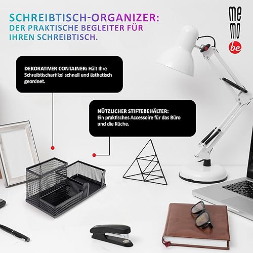 Miniatura 2 de Desk Organiser, Multifunctional Desk Organiser, Pen Holder for Pens, Office, Home, School, Metal Office Organiser, Space Saving Desk Organiser, Black