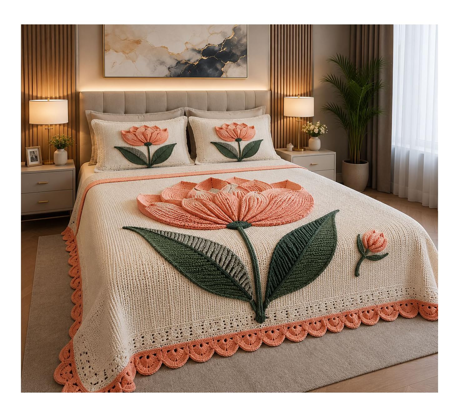 11d illusion king size bedspread with pillow covers (108 x 108 inches) | cotton feel premium bed cover | luxury floral printed bedding set | soft fade resistant home décor (11d design-7)(pack of 1)
