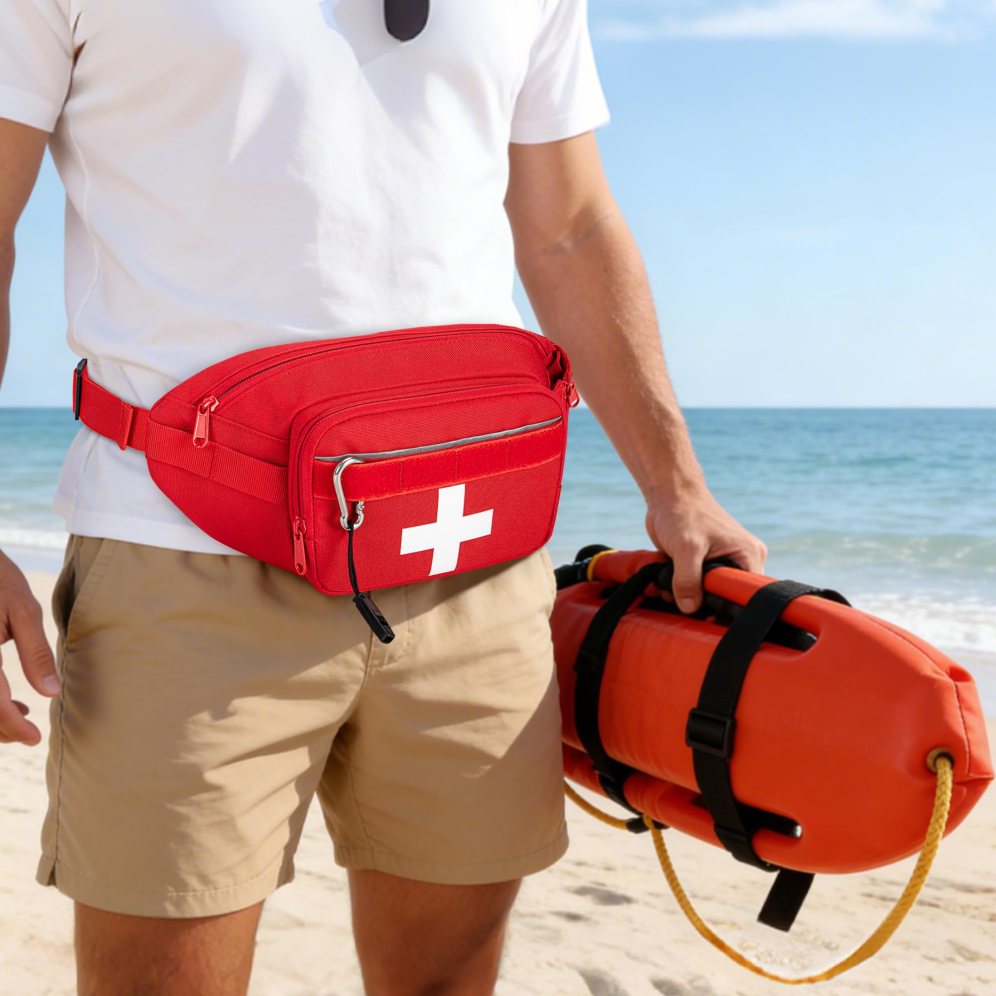 CURMIO Marsupio Tattico di Primo Soccorso, Borsa Medica da Cintura, Rosso