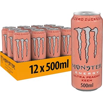Monster Energy Ultra Peachy Keen, Energy Drink, Einweg Dose, 12 x 500 ml | Koffeinhaltiger Energy-Drink mit saftig-lecker-lei