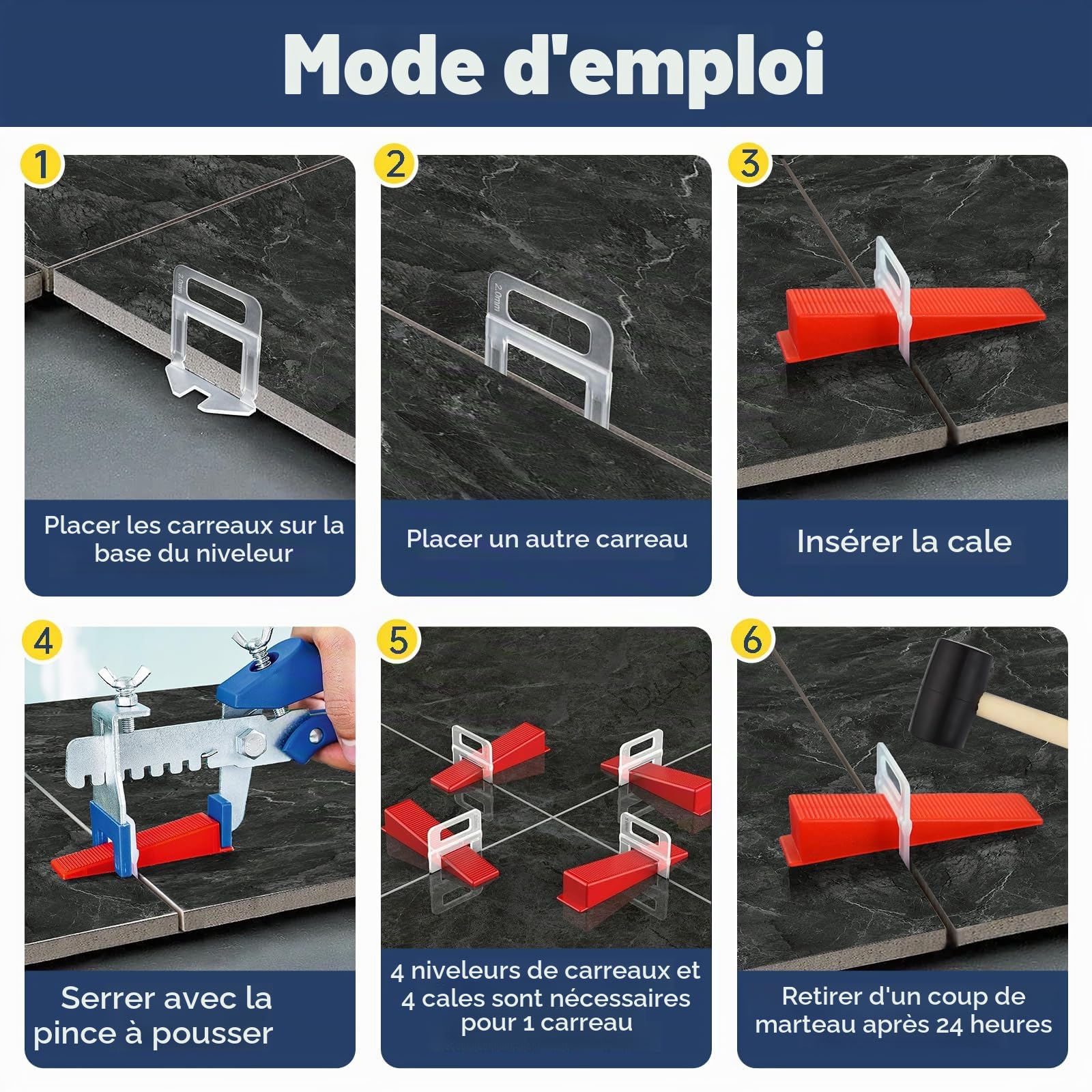 1000 Pièces Croisillon Autonivelant 2mm Joint Carrelage, kit Système de Nivellement de Carrelage Croisillon Carrelage Autonivelant, Languettes de Nivellement pour Pose de Carreaux de Sol Mur
