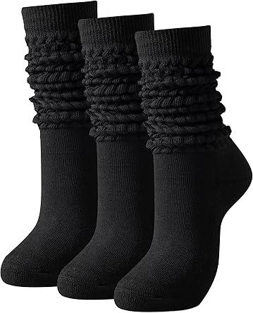 Slouch Socks Women Thigh High Boot Socks Soft Scrunch 3 Pair Pack