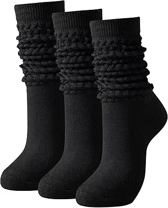 Slouch Socks Women Thigh High Boot Socks Soft Scrunch 3 Pair Pack