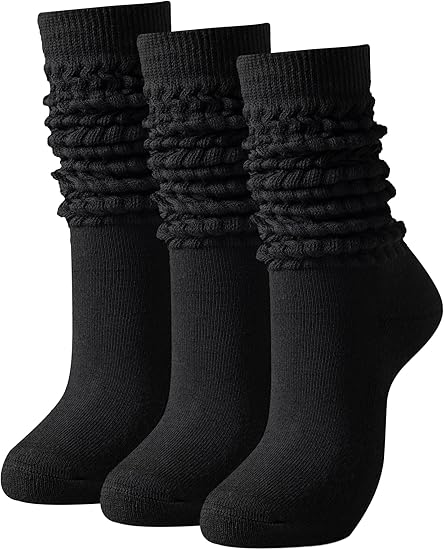Slouch Socks Women Thigh High Boot Socks Soft Scrunch 3 Pair Pack