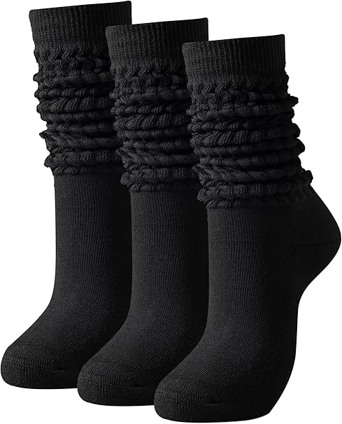 Slouch Socks Women Thigh High Boot Socks Soft Scrunch 3 Pair Pack