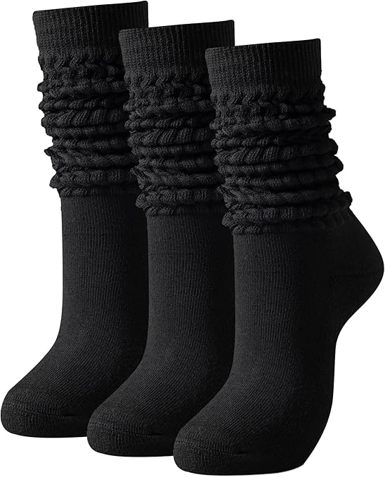 Slouch Socks Women Thigh High Boot Socks Soft Scrunch 3 Pair Pack