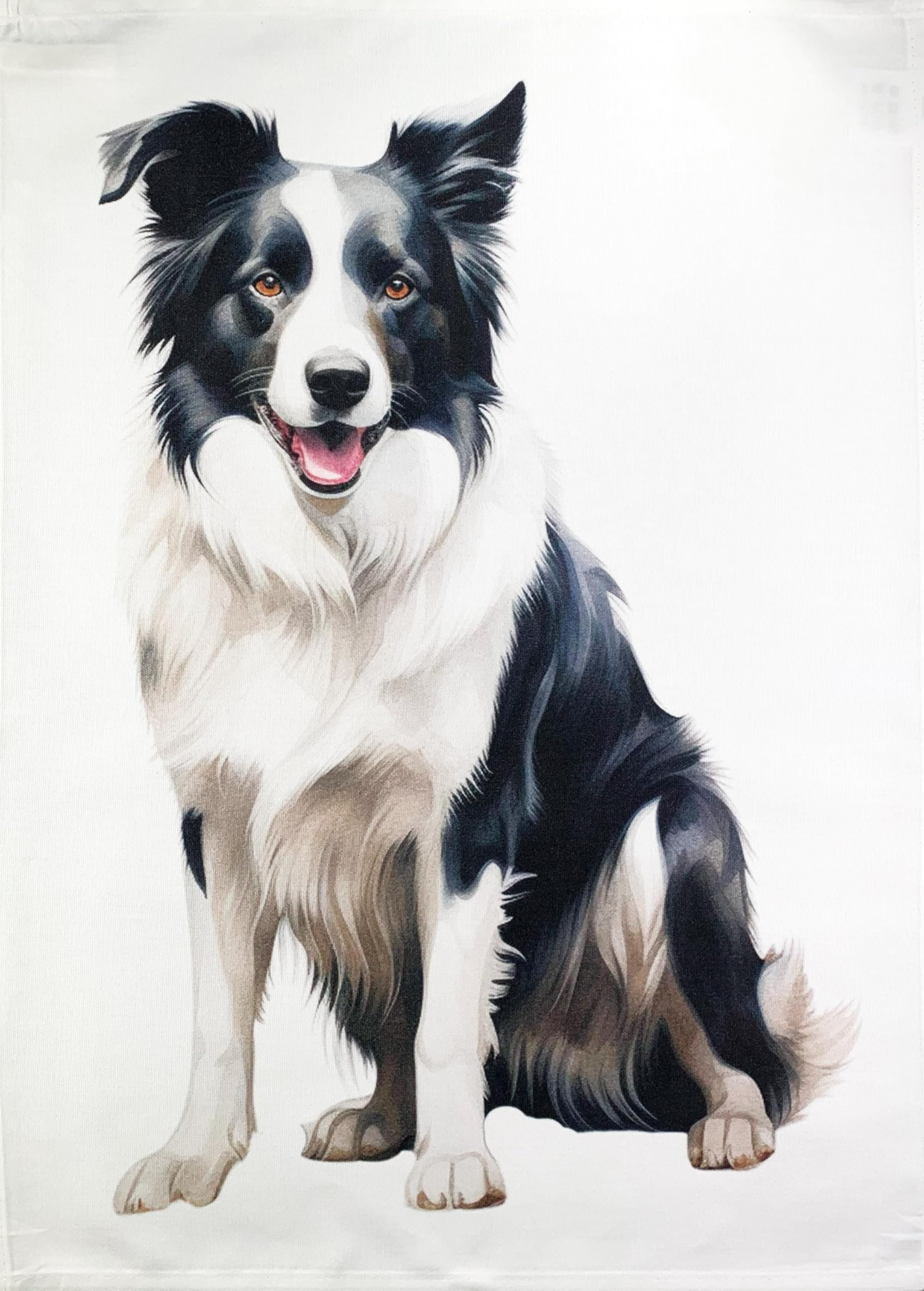 Half A Donkey White The Border Collie Large Cotton Tea Towel