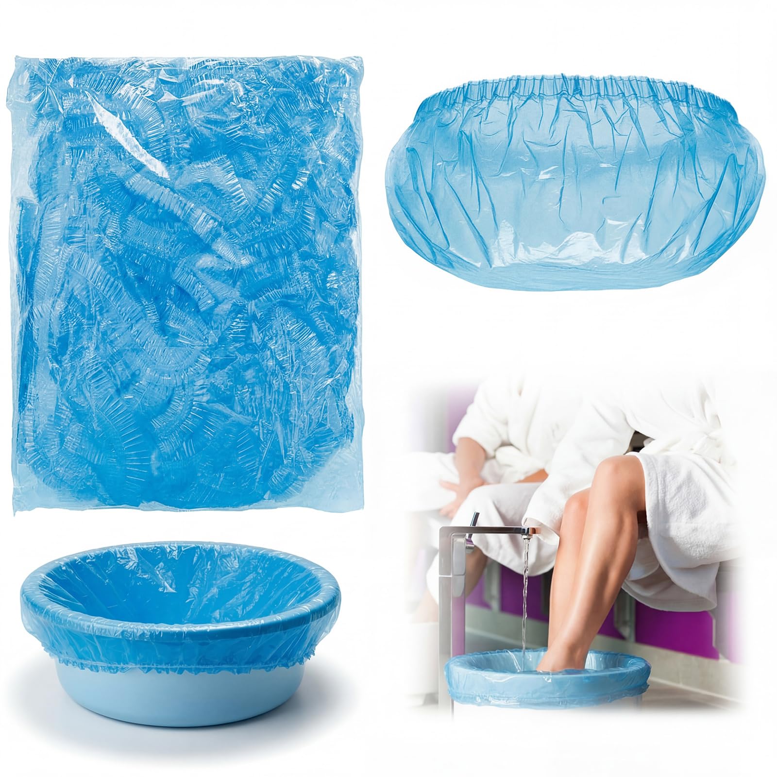 Photo 1 of 100 Blue Pedicure Liners 13.8 x 19.7 Inches Disposable Unbreakable Pedi Liners Disposable Fits Most Tub and Pedicure Foot Spa Home Use