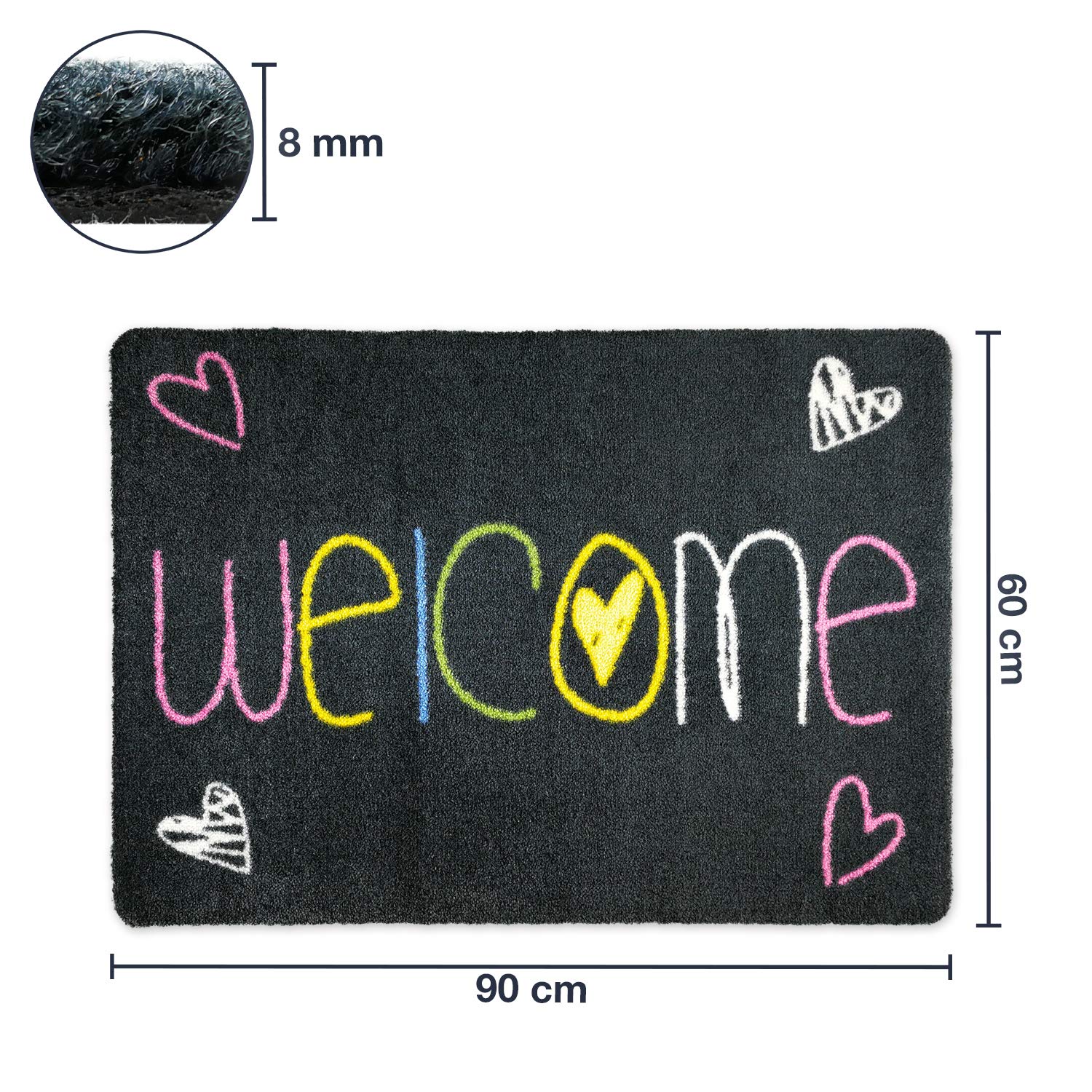 Fußmatte Welcome 60 x 90 cm Grau