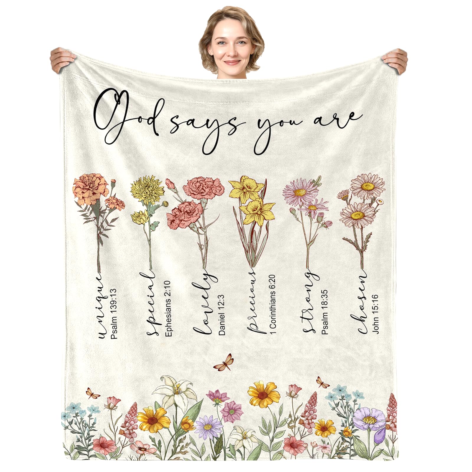 Couverture chrétienne pour femme plaid religieux lit canapé 127x152 cm