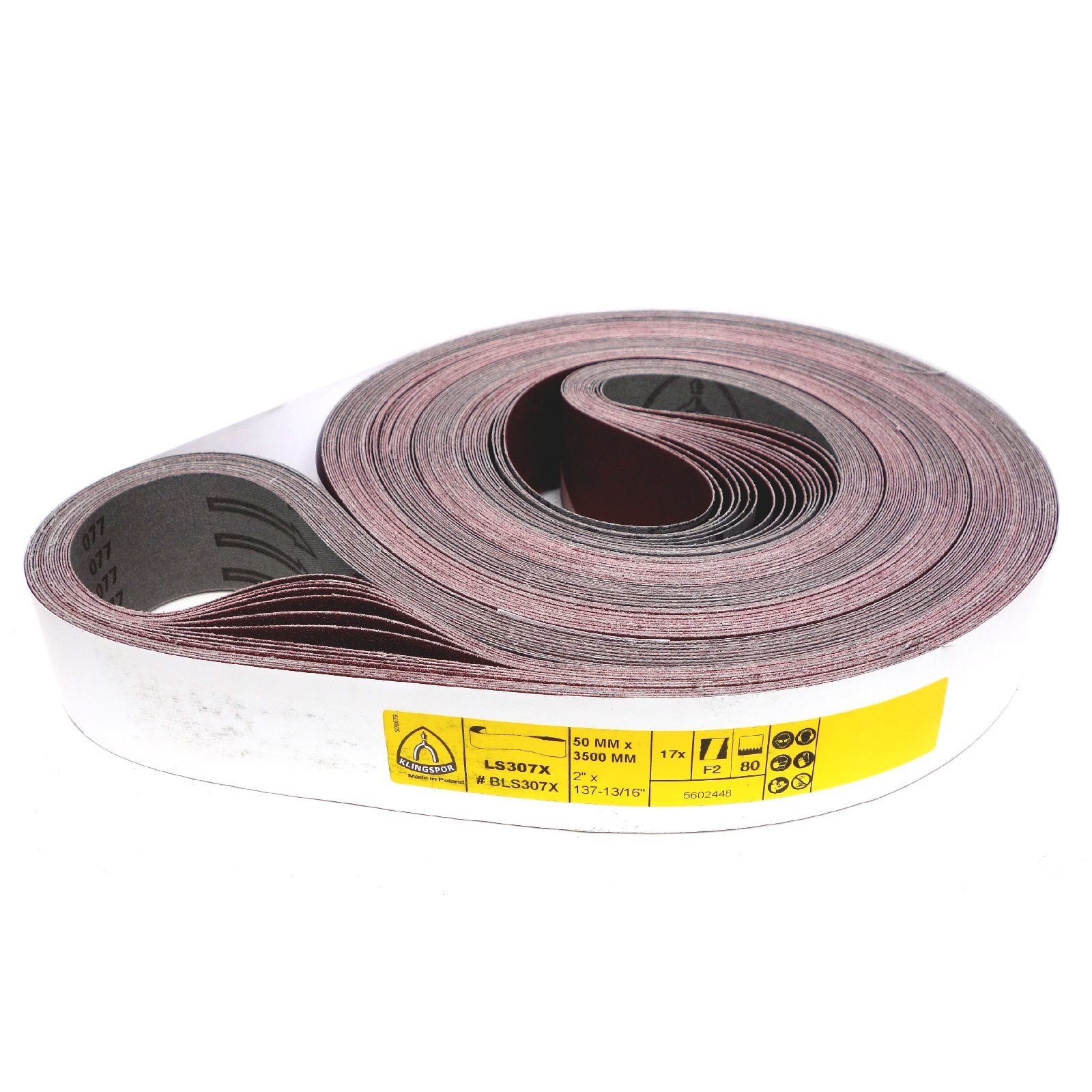Klingspor Schleifband LS307X – 50 x 3500 mm – Körnung P80 – 10 Stück – für Holz & Metall – reißfeste halbflexible Gewebeunterlage – Profi-Schleifbänder für Bandschleifer
