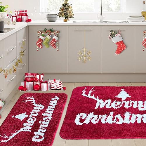Miniatura 5 de Alfombra de baño de Navidad, decoración de Navidad, alfombra de baño súper suave, alfombra de baño de microfibra, antideslizante, alfombra de baño