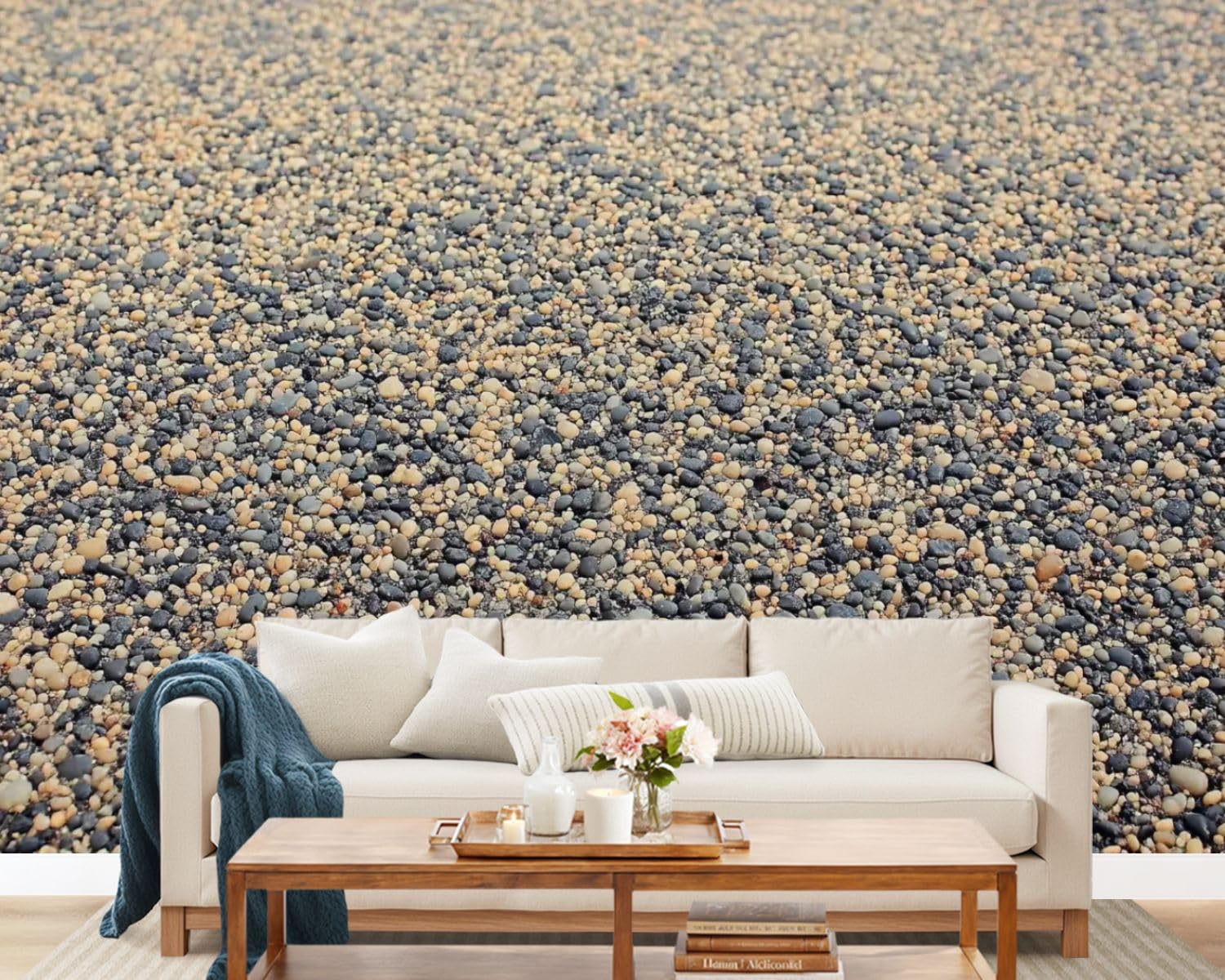 Wall Mural Pebble Stone Self-Adhesive Peel & Stick Wallpaper Removable Canvas Wall Sticker Decor for Bedroom Living Room Bathroom 69"x98"