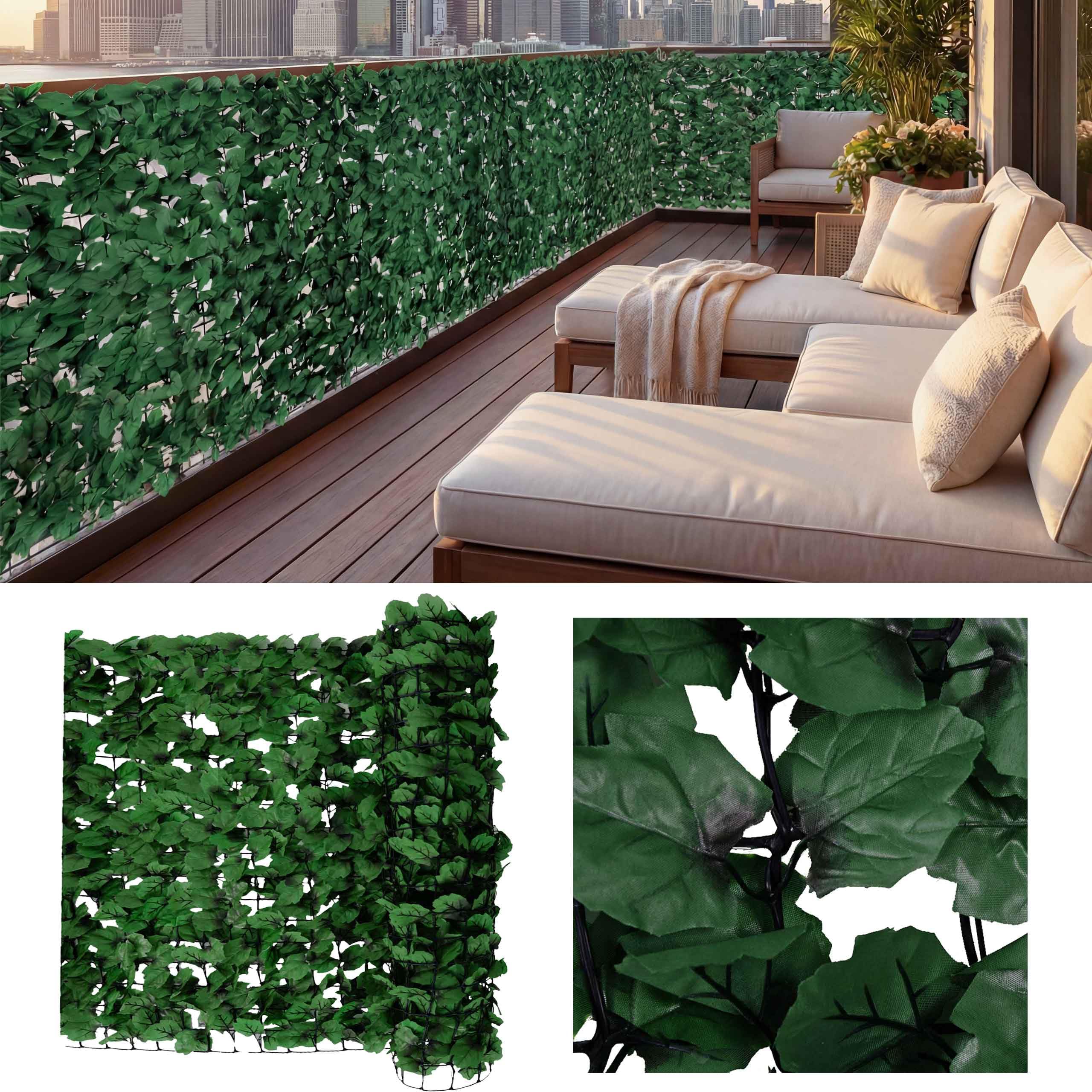 Mendler Pare-Vue Balcon Feuilles foncés, clôture - 300x150cm
