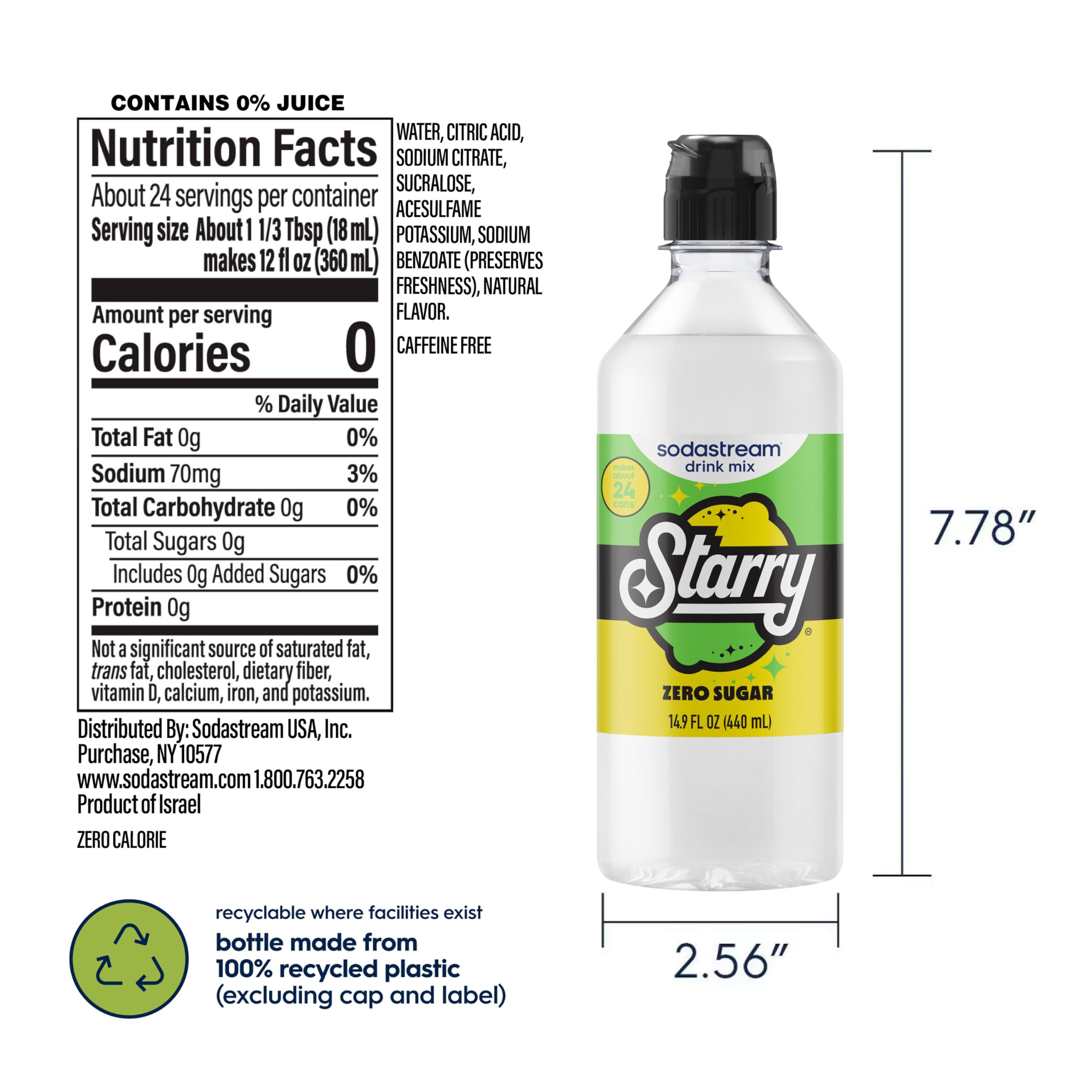 SodaStream Pepsi, Starry & MTN Dew Variety Pack, Zero Sugar, Variety Pack, New Pour Bottle 440ml, (Pack of 3)