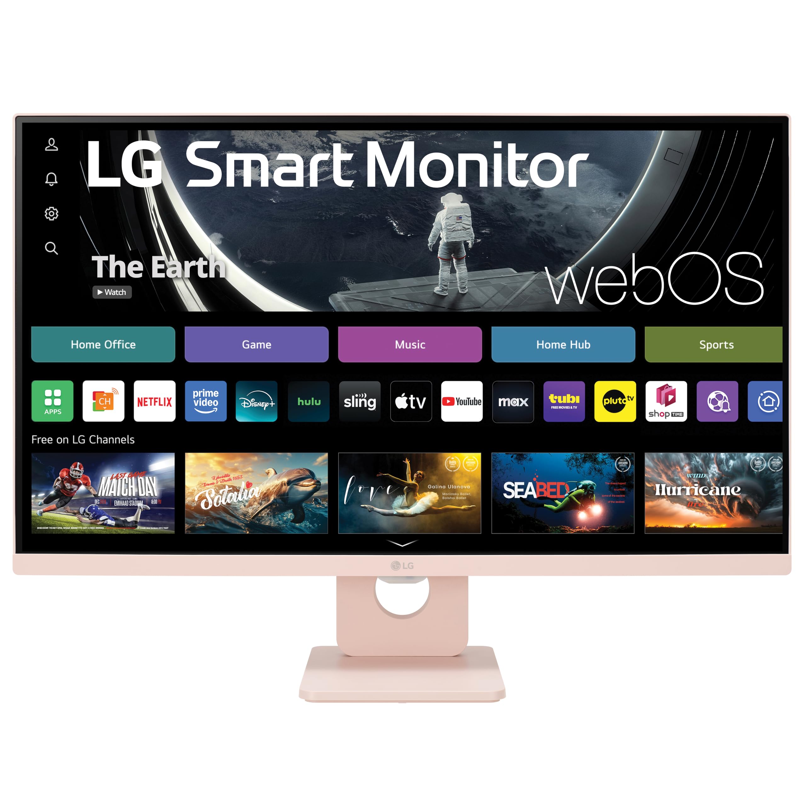 LG 27SR50F-P Smart Monitor 27-Inch FHD (1920x1080) IPS Display, webOS 23, HDR 10, x2 Built-in Speakers, AirPlay 2, Screen Share, Bluetooth, ThinQ App, Remote Control, Pink