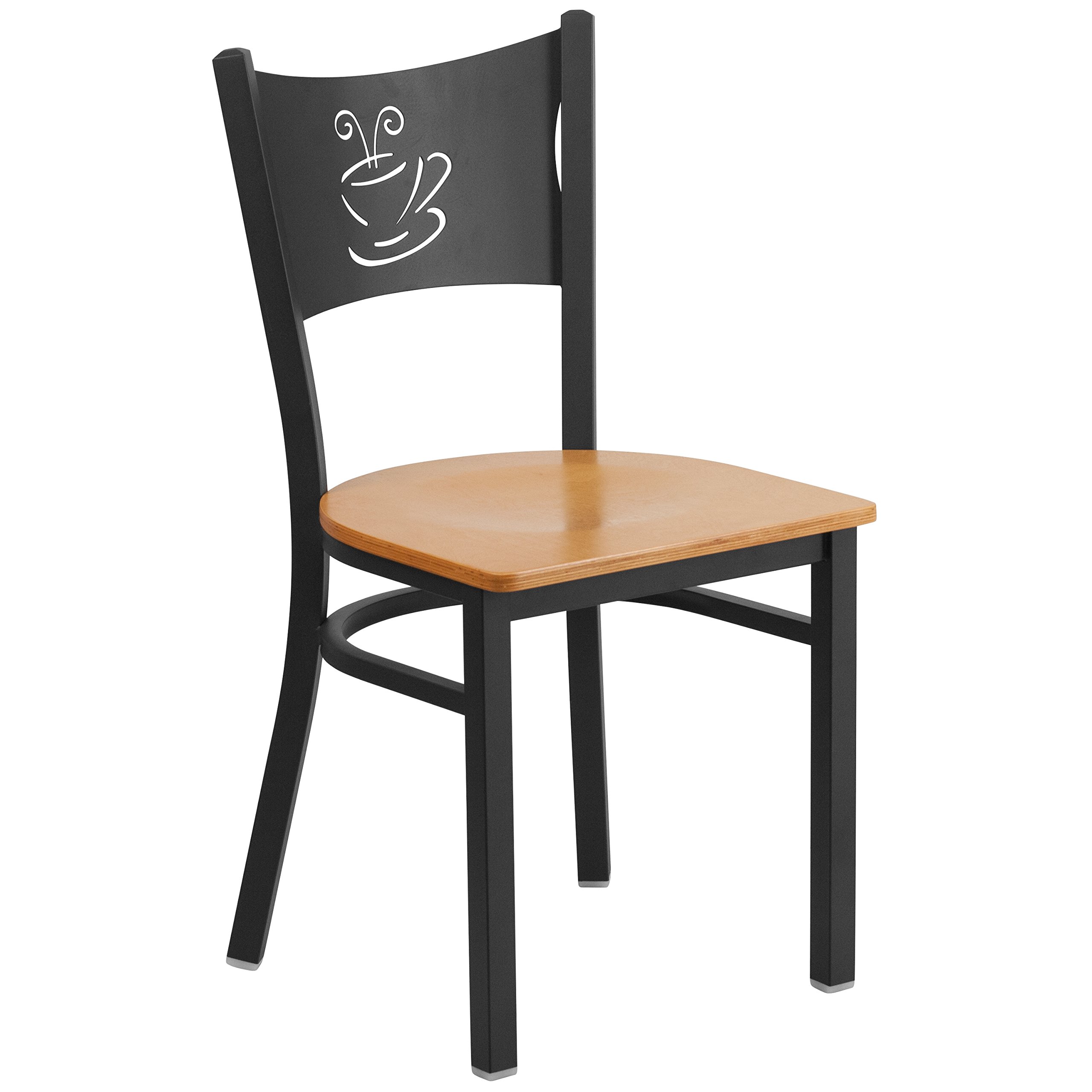 Flash Furniture Natural Wood Seat/Black Metal Frame / Set of 1 / Contemporary Chairs