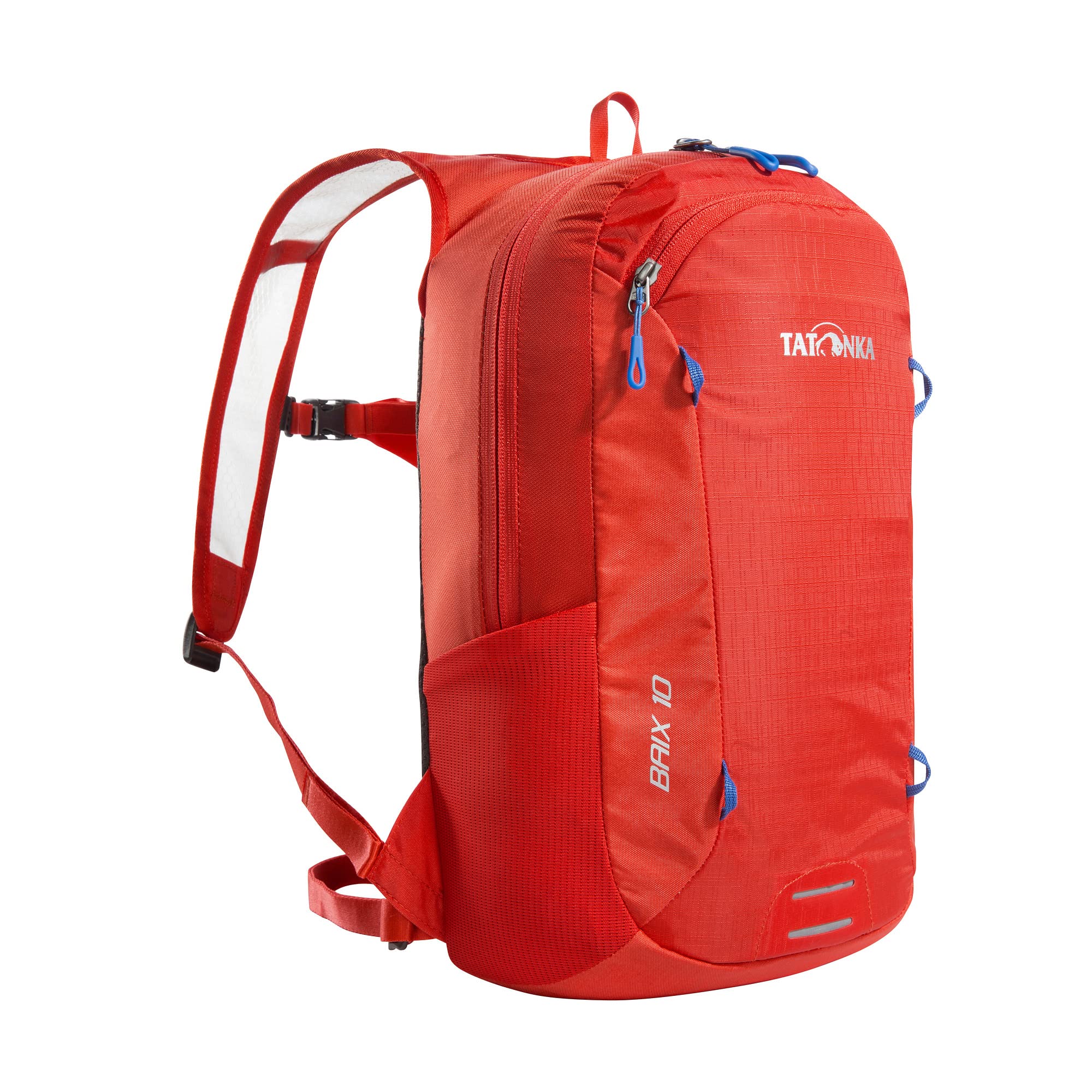 Tatonka Fahrradrucksack Baix 10L - Kleiner, leichter Outdoor-Rucksack mit Helmhalterung und 10 Liter Volumen - Herren und Damen (red orange)