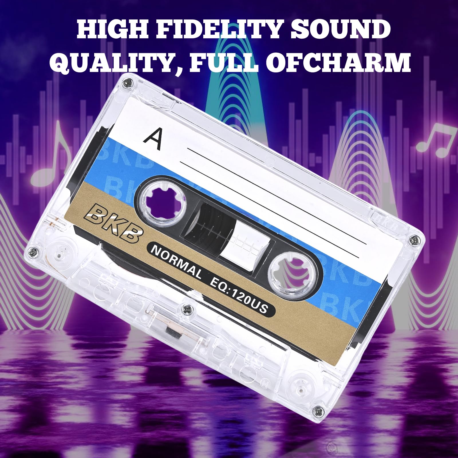 Cassettes audio vides WANDGU 60 min, lot de 10 avec étui plastique transparent