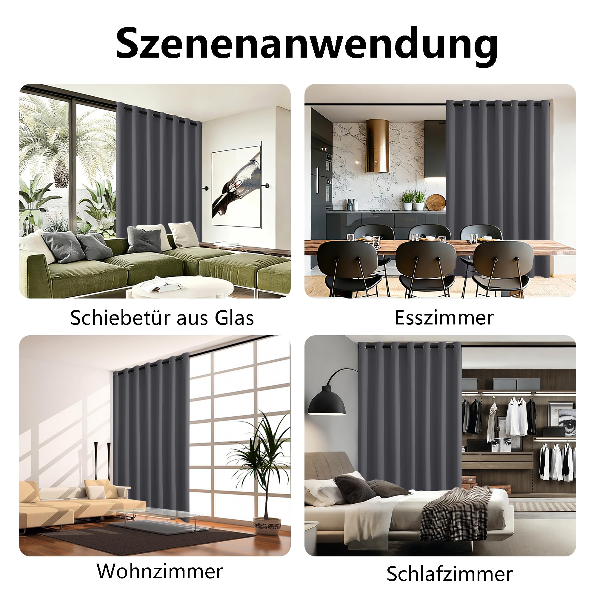 DWCN Divisor de habitaciones, cortinas térmicas extra anchas contra el frío, 210 x 200 cm, 1 pieza, cortinas con ojales, cortina opaca para salón, dormitorio, gris oscuro