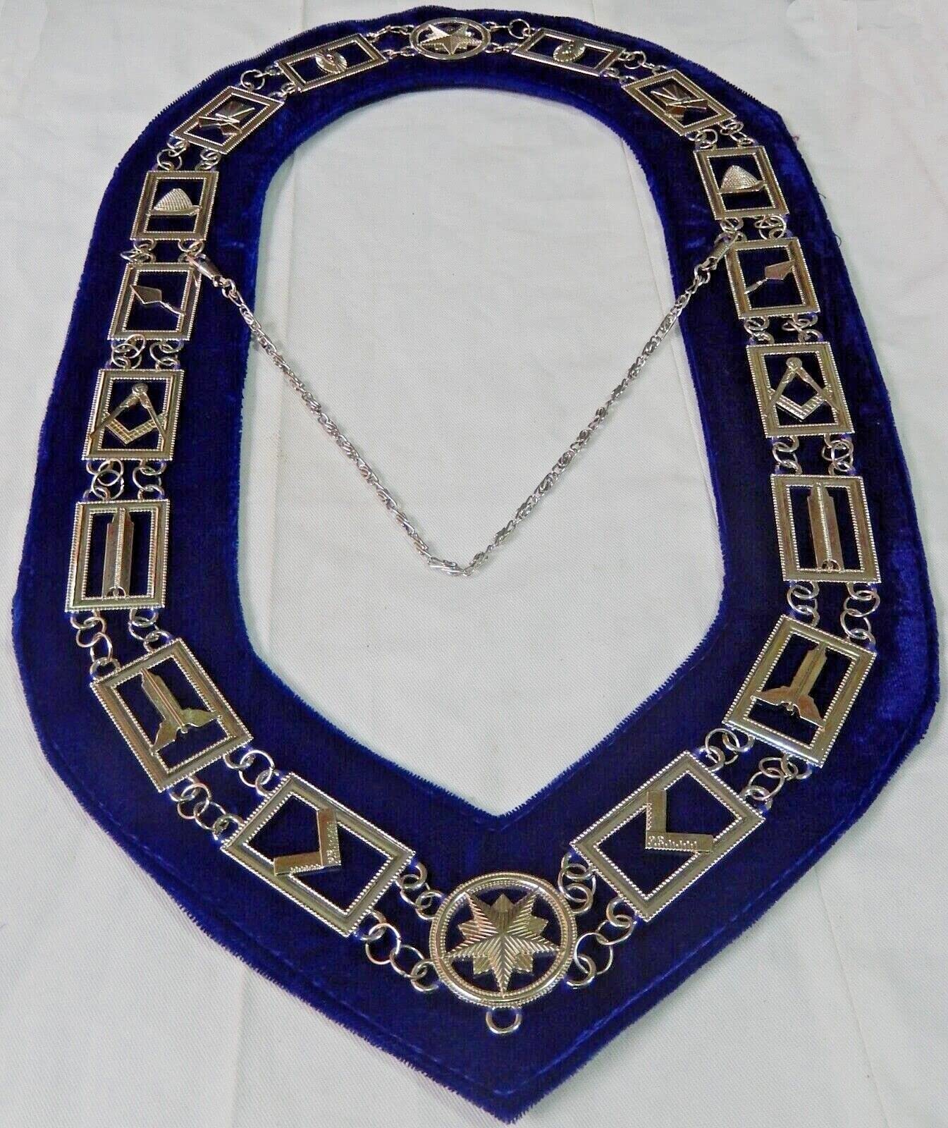 RIAZ IMPEX Masonic Regalia Master Mason Blue Lodge Silver Metal Chain Collar Pack of 5