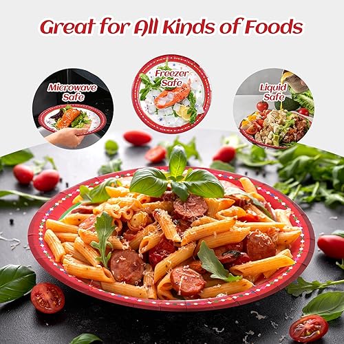 Miniatura 2 de 65 platos de papel de Navidad desechables para fiestas para postre cena, aperitivo, ensalada, pasteles, galletas, Navidad, vacaciones, vajilla,