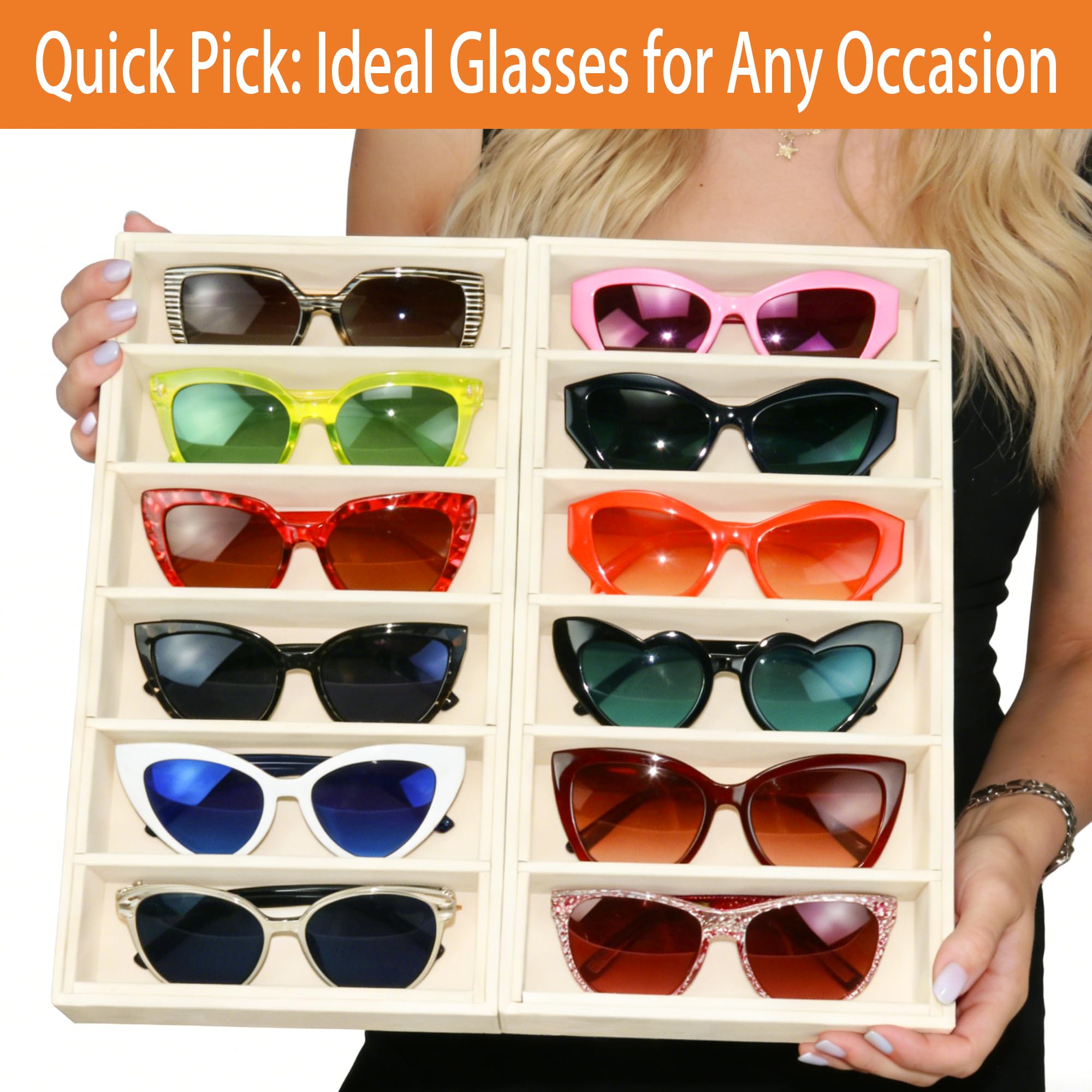 Bandejas de joyería para almacenamiento de gafas de sol, 2 beige