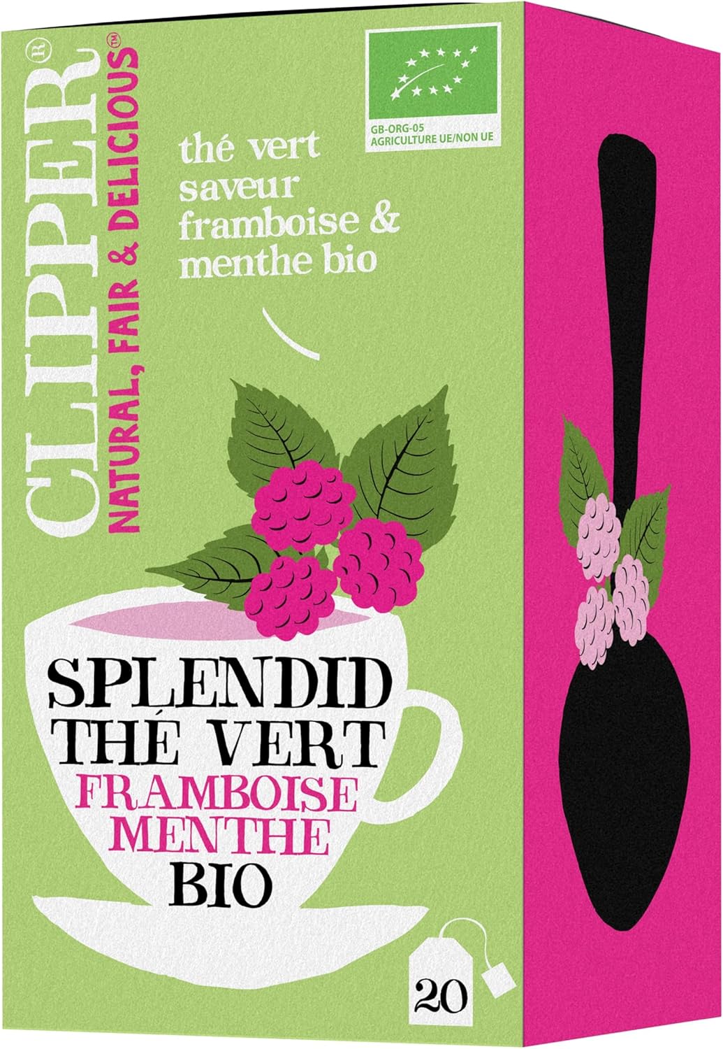 Clipper Thé Vert Bio Splendid Framboise Menthe: 20 Sachets Bio pour une Délicieuse Pause