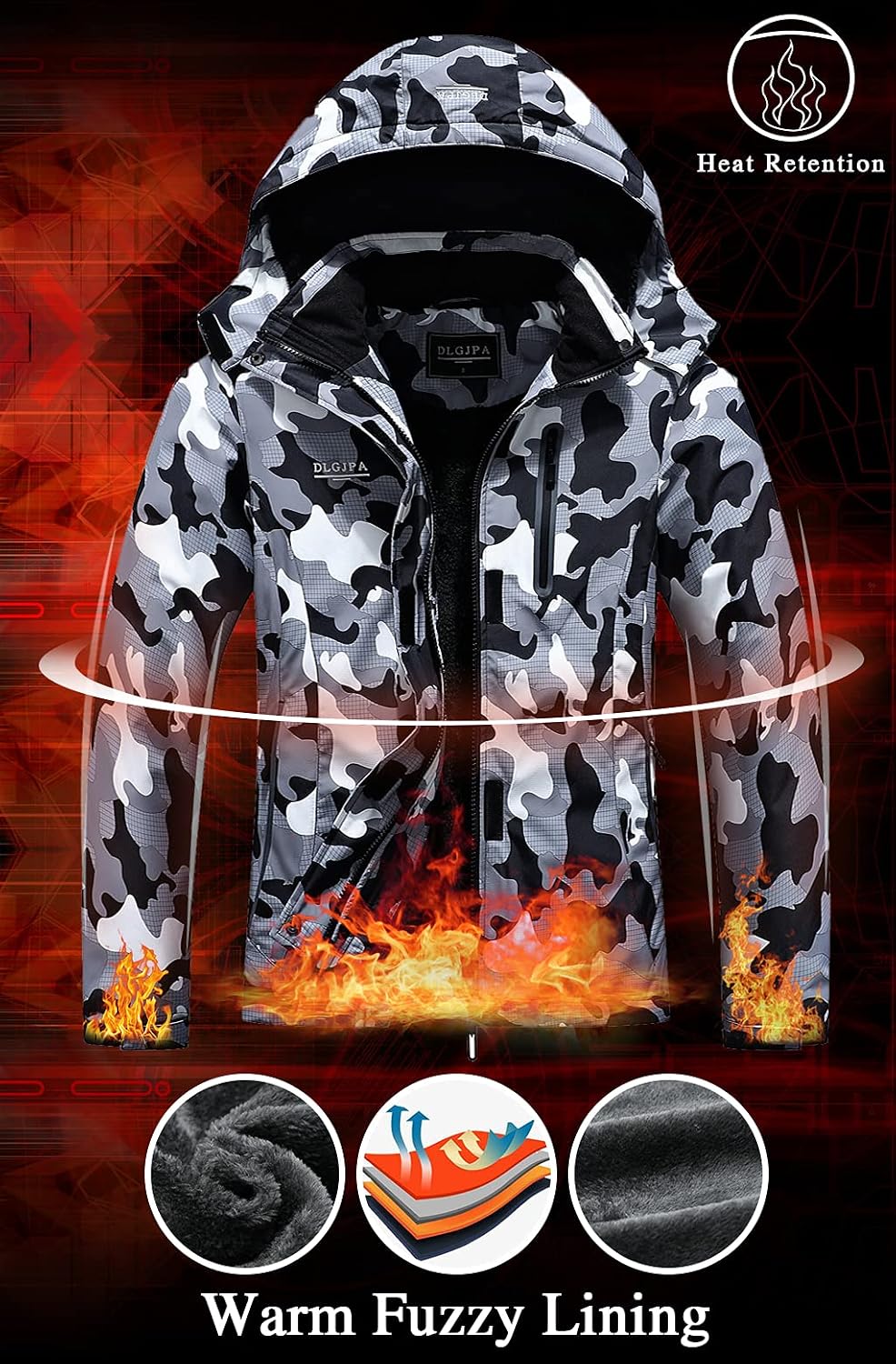 Women's Mountain Waterproof Ski Jacket Hooded Windbreakers Windproof Raincoat Winter Warm Snow Coat
