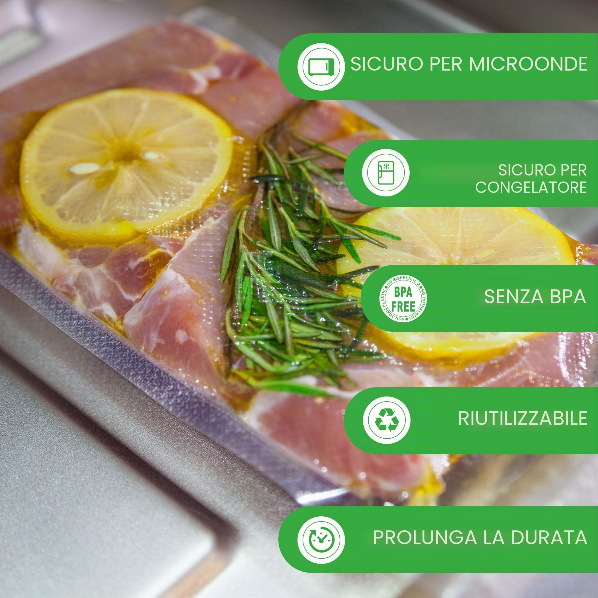 KitchenBoss 20 Rotoli Sacchetti Sottovuoto Alimenti：Rotoli Sottovuoto Alimenti con 2 Scatole di Taglio, 20/28 x 300cm (10 pcs ciascuno), Sacchetti Sottovuoto per Alimenti Commerciali per Conservazione