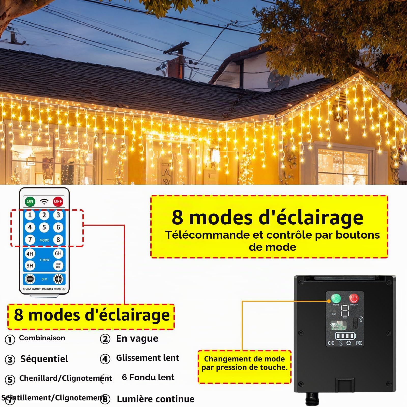 Tiandirenhe Rideau Lumineux Noel Exterieur, Solaire and Rechargeable, 25m 660 LED Étanche IP65, 8 modes et minuterie et mémoire - Éclairage de Noël extérieur pour Décoration de Balcon Jardin Fête