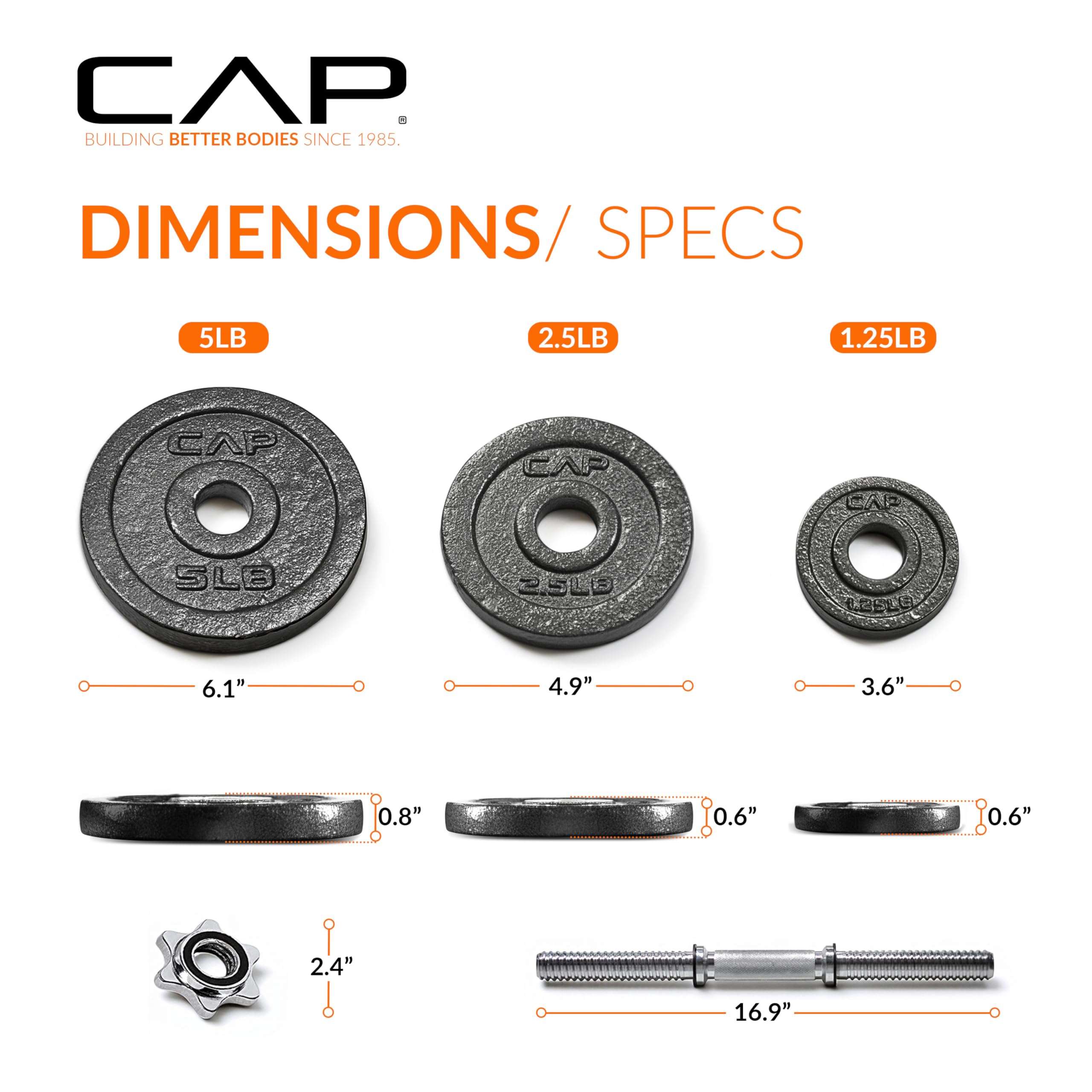 CAP Barbell 23,8 kg regulowany zestaw hantli, pojedynczy, czarny