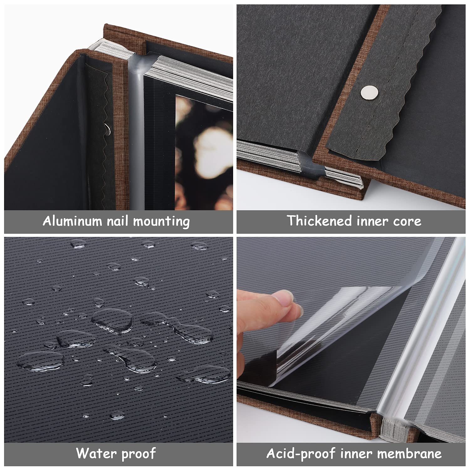 Zesthouse Álbum de fotos autoadhesivo, 60 páginas magnéticas para álbumes de recortes con página adhesiva, álbum de fotos con capacidad para 8 x 10, 5 x 7, 4 x 6 y 6 x 8 y 3 x 5, ideal para bodas