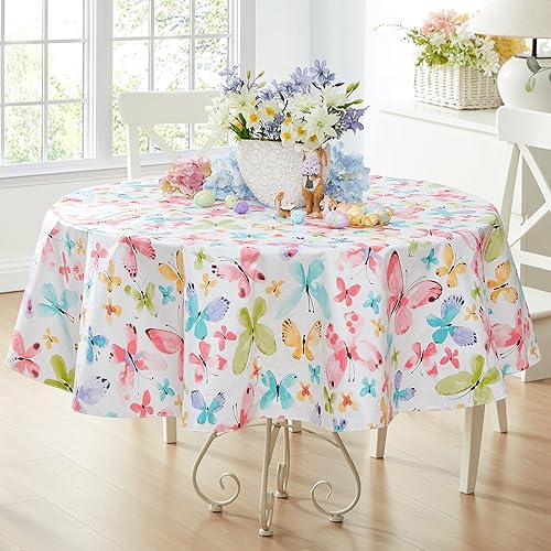 Newbridge Butterflies are Free - Mantel de vinilo de Pascua con respaldo de franela, mantel de vinilo de mariposa pastel con respaldo de franela, disponible en Yaxa Colombia