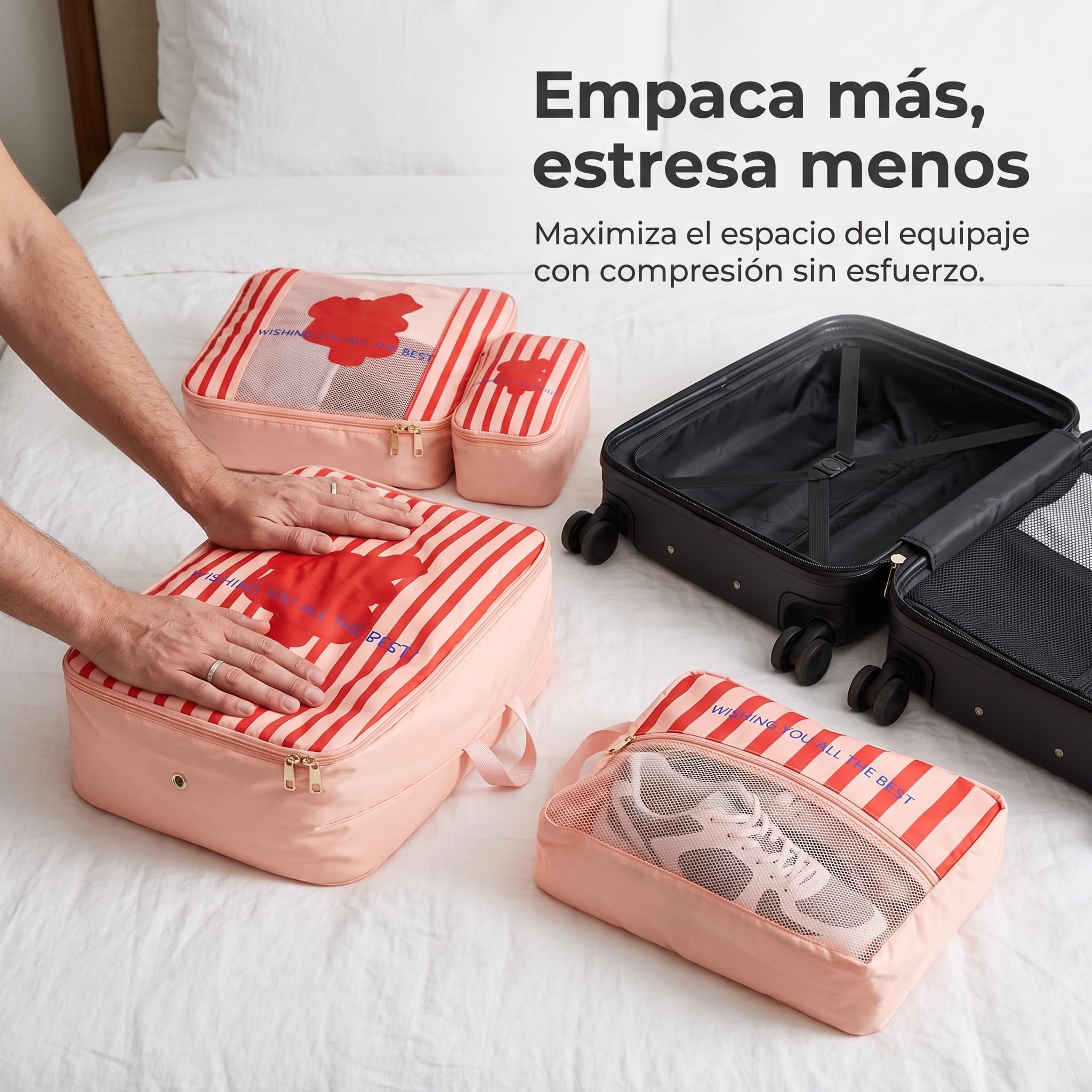 Set Organizadores Viaje y Bolsas Compresión para Maleta, Accesorios Viaje Impermeables